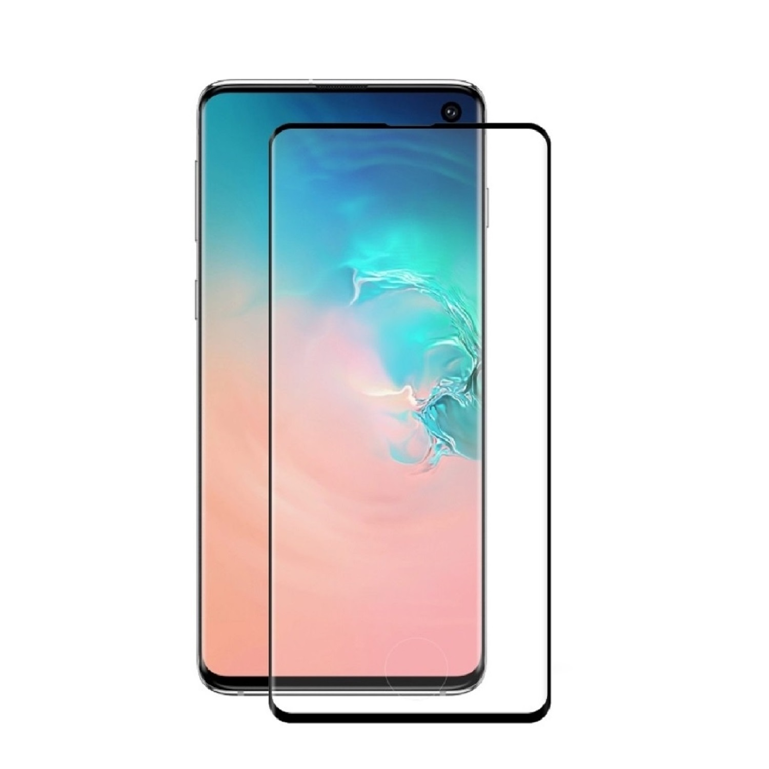 Ein Telefon mit aufgebrachter Displayschutzfolie. Das Telefon befindet sich neben der Verpackung des Displayschutzes.