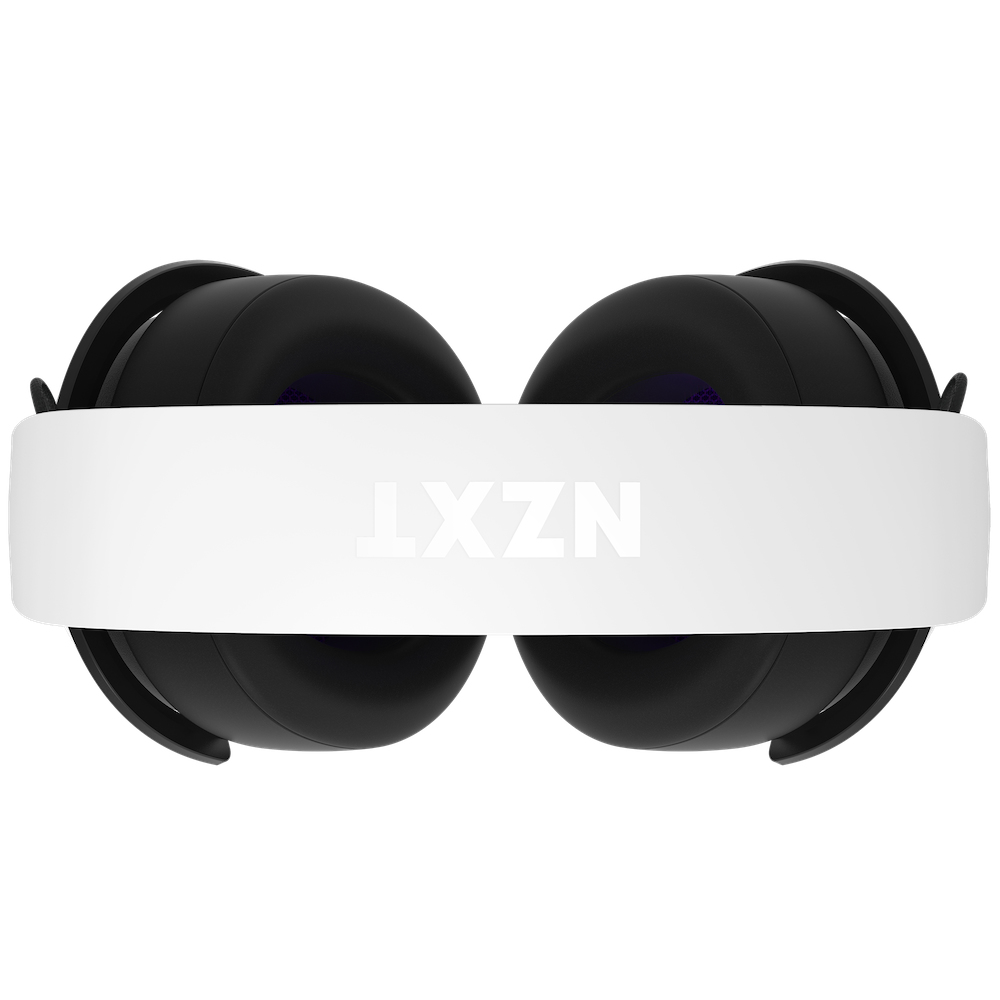 Weißes Stirnband mit schwarzen Ohrmuscheln. Das Wort 'LXZN' steht weiß auf dem Stirnband.