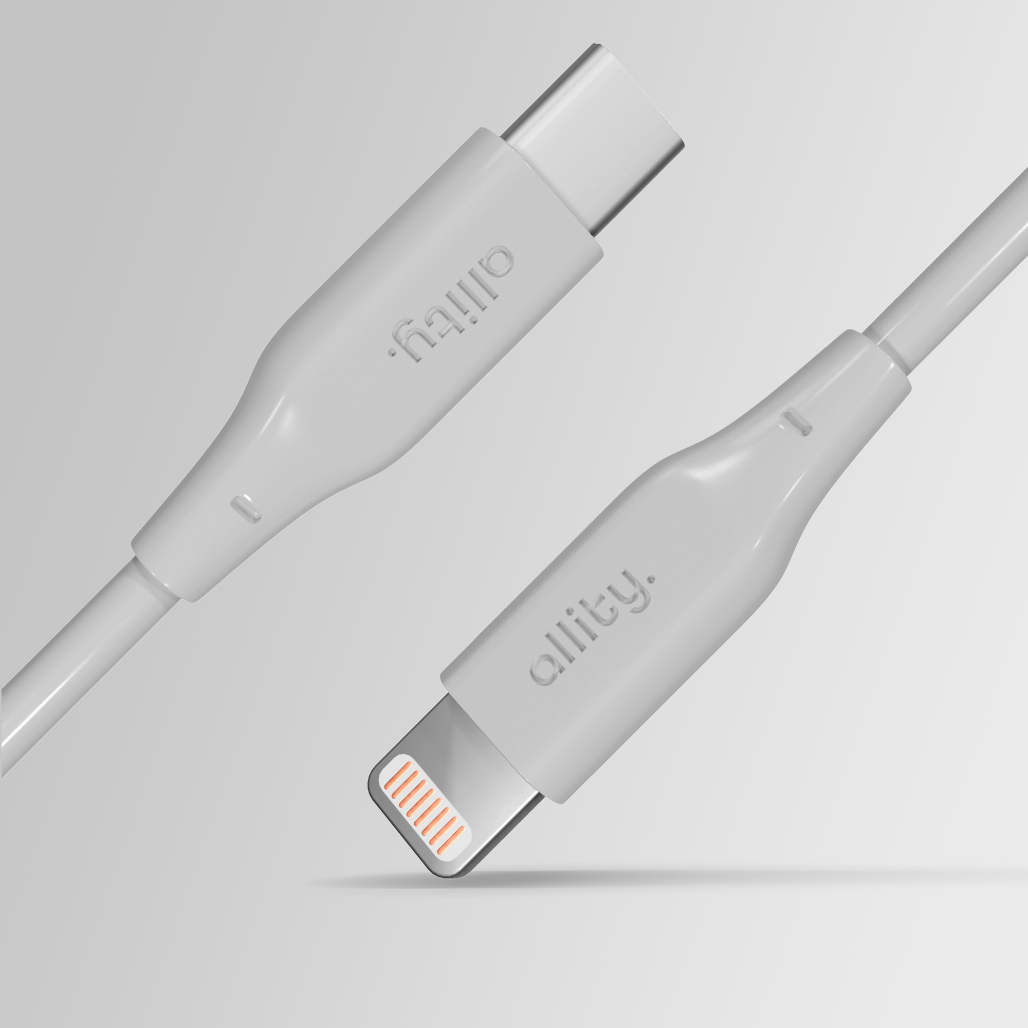Dwa białe kable ładujące, jeden z końcówką USB-C, a drugi ze złączem Lightning.