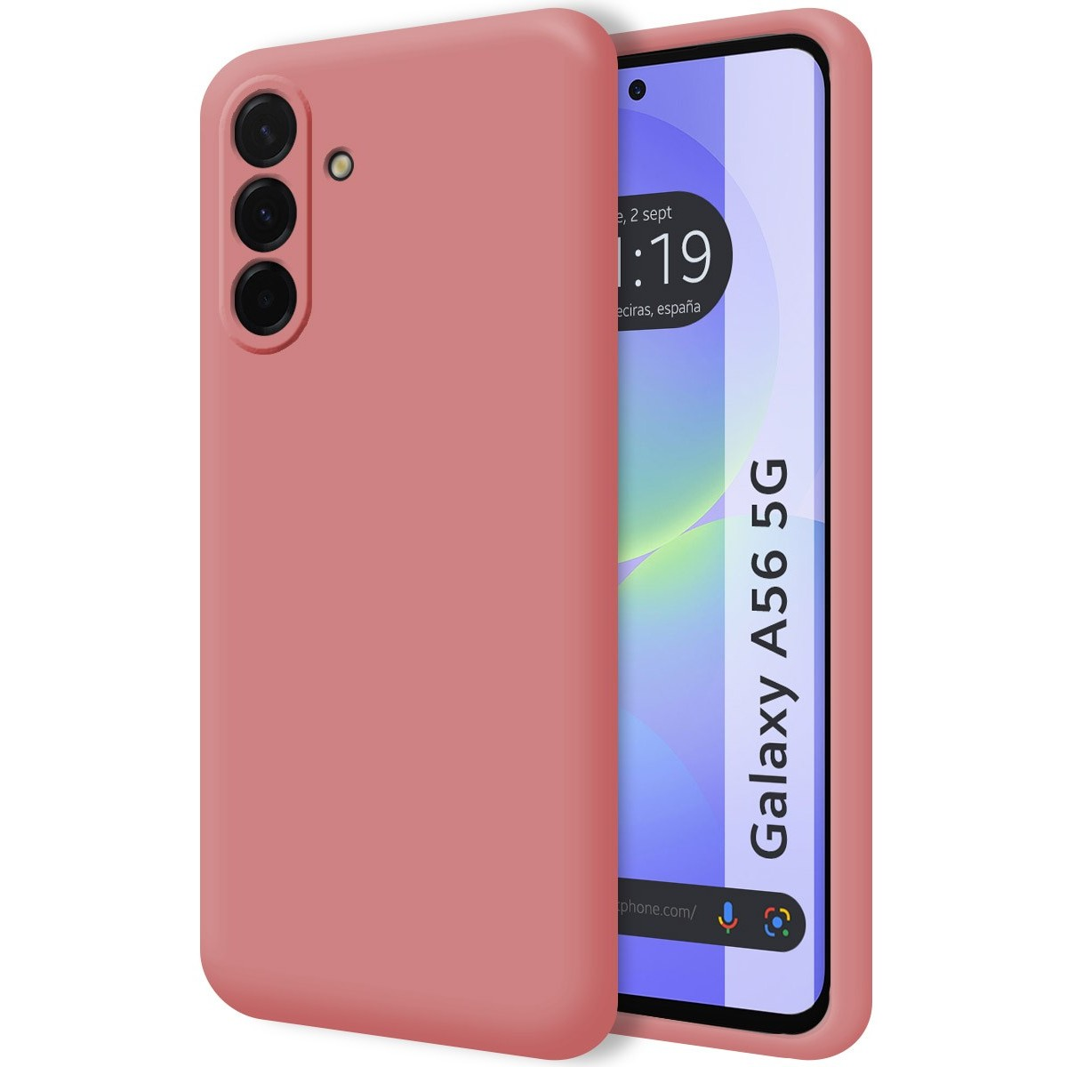 Custodia per telefono rosa e schermo del telefono.
