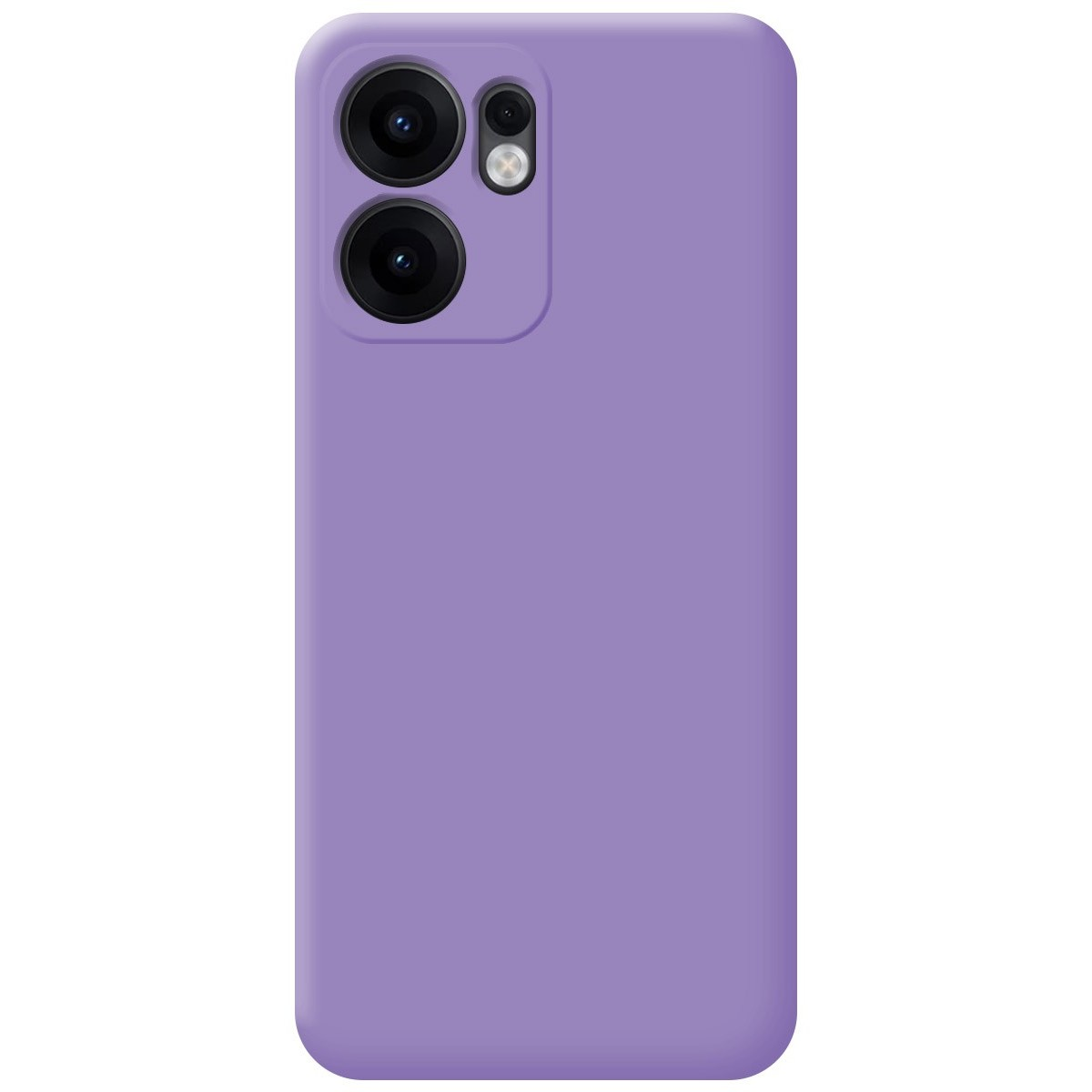 Una custodia per telefono lilla tinta unita con modulo fotocamera.