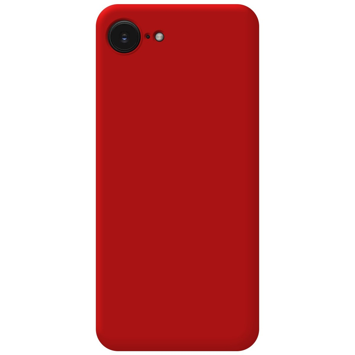 Custodia rossa per telefono con lente della fotocamera e piccola luce sopra.