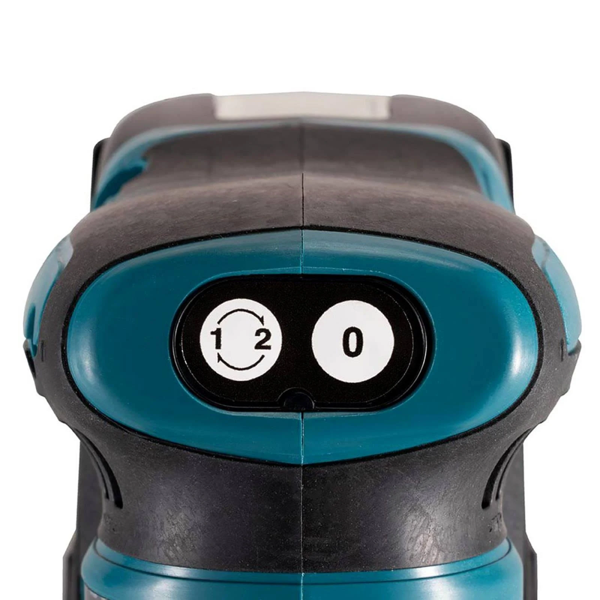 Zbliżenie na turkusowo-czarne elektronarzędzie z pokrętłem pokazującym ustawienia 1, 2 i 0.