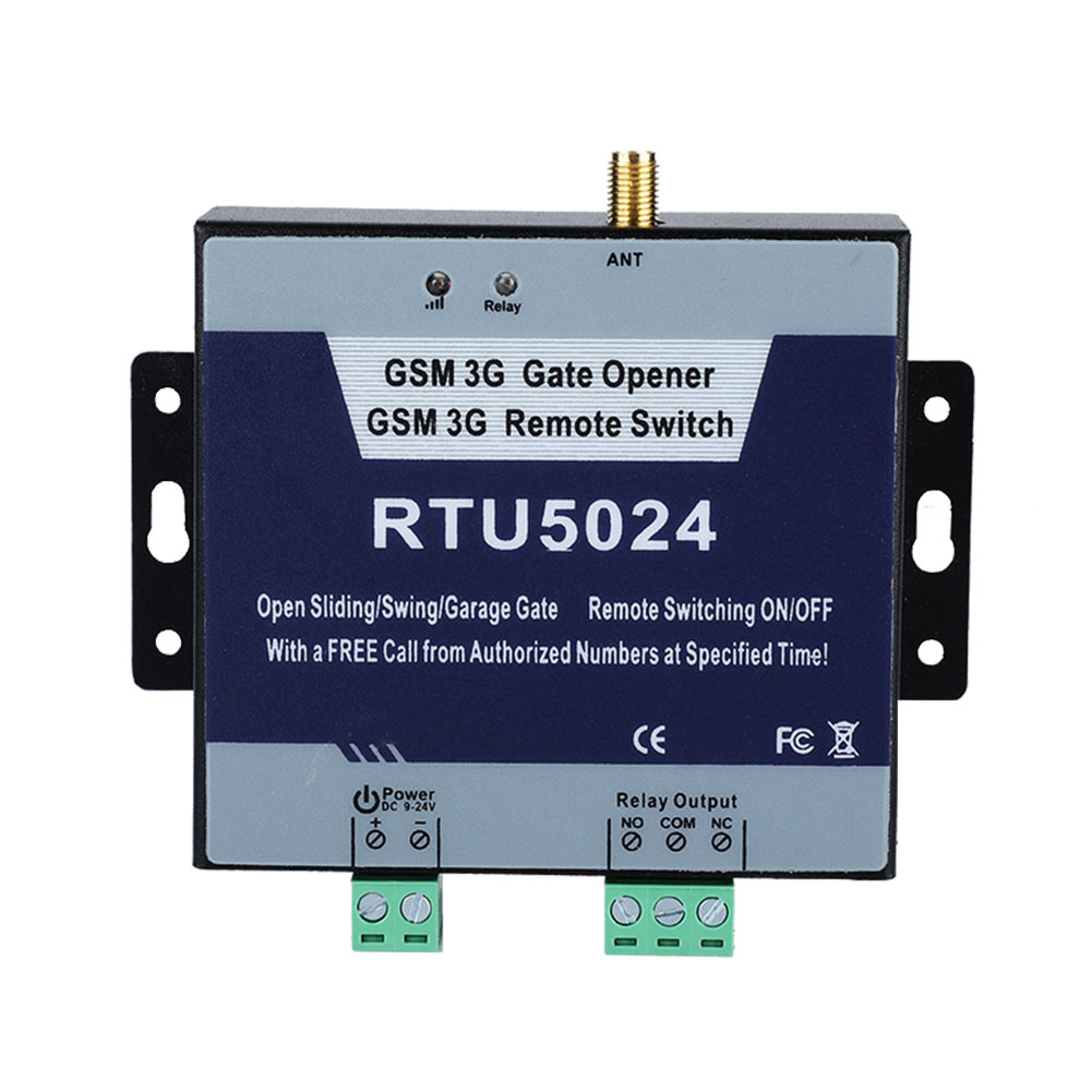 Ein graues elektronisches Gerät mit Anschlüssen und dem Text 'RTU5024'.