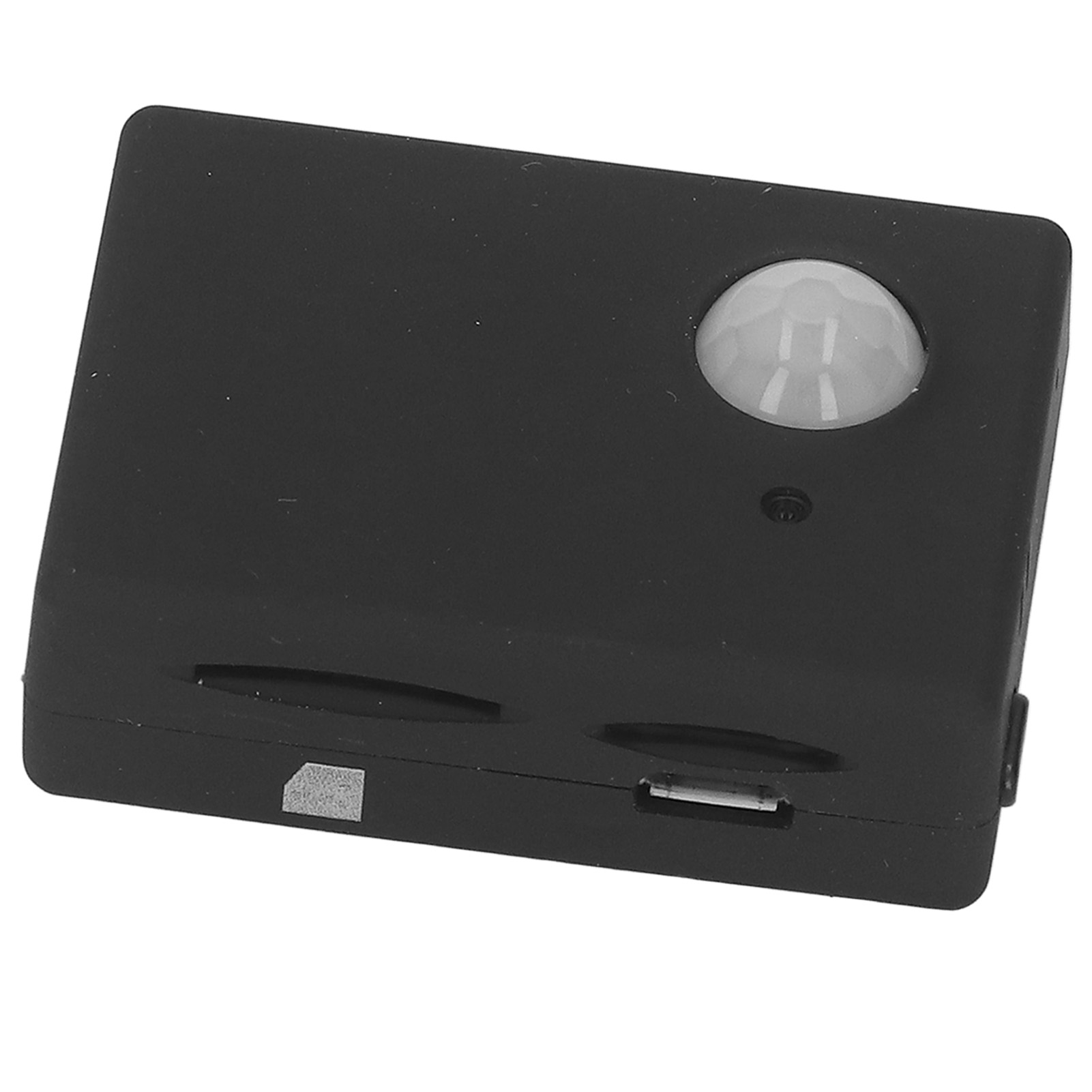 Ein schwarzer Bewegungssensor mit USB-Anschluss.