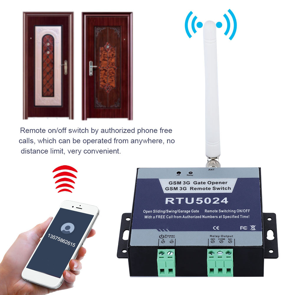 GSM 3G Gate Opener mit Fernschalter, Telefon und Türen.