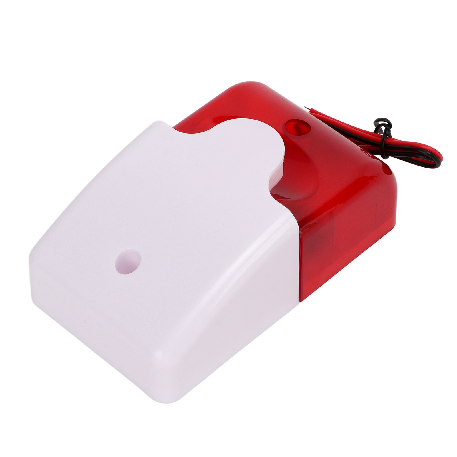 Weißer und roter Alarm, mit gebogenem weißen Oberteil und roter Basis.
