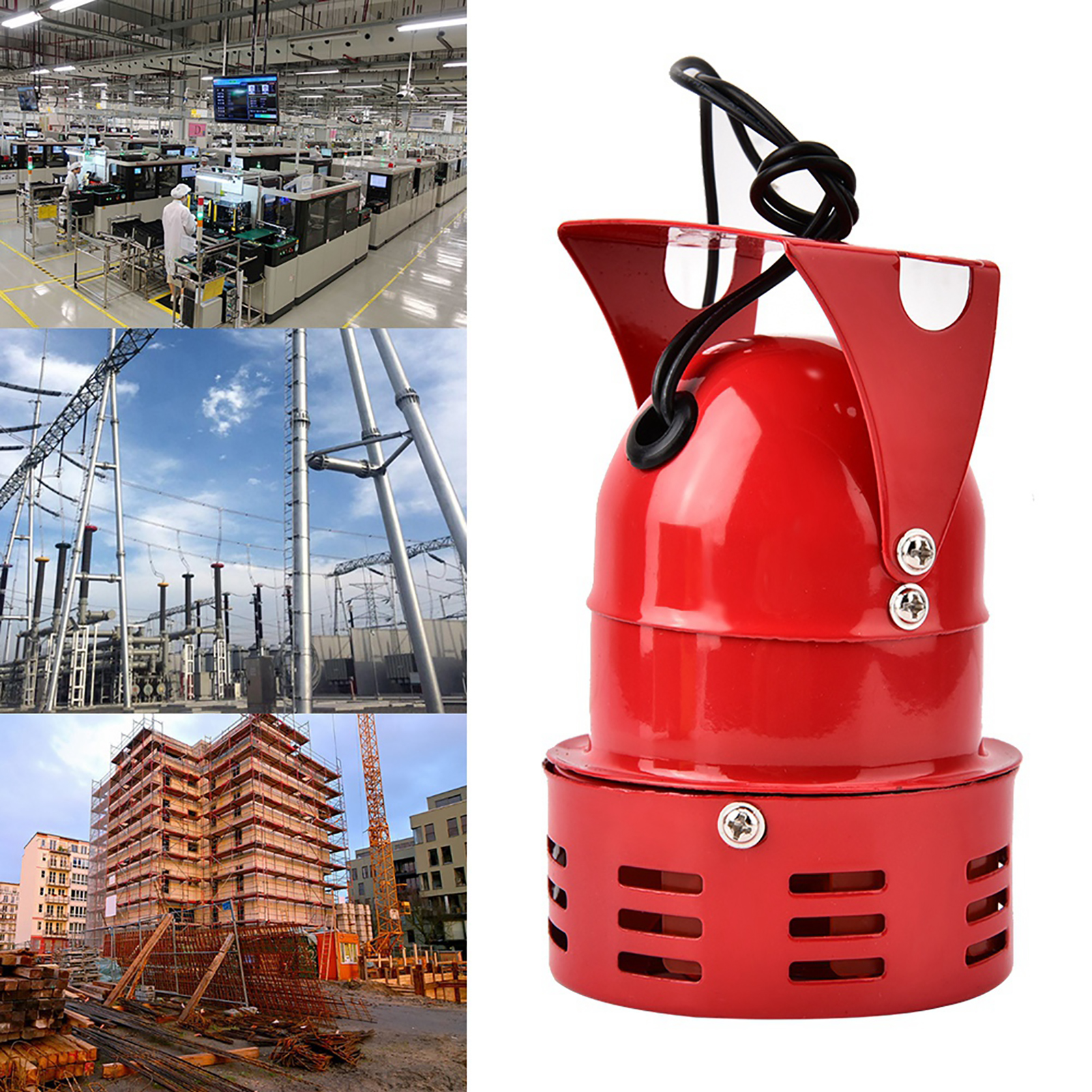 Fabrikszene, rote Pumpe, Kraftwerk, Hochbau. Konzentration auf die rote Pumpe.