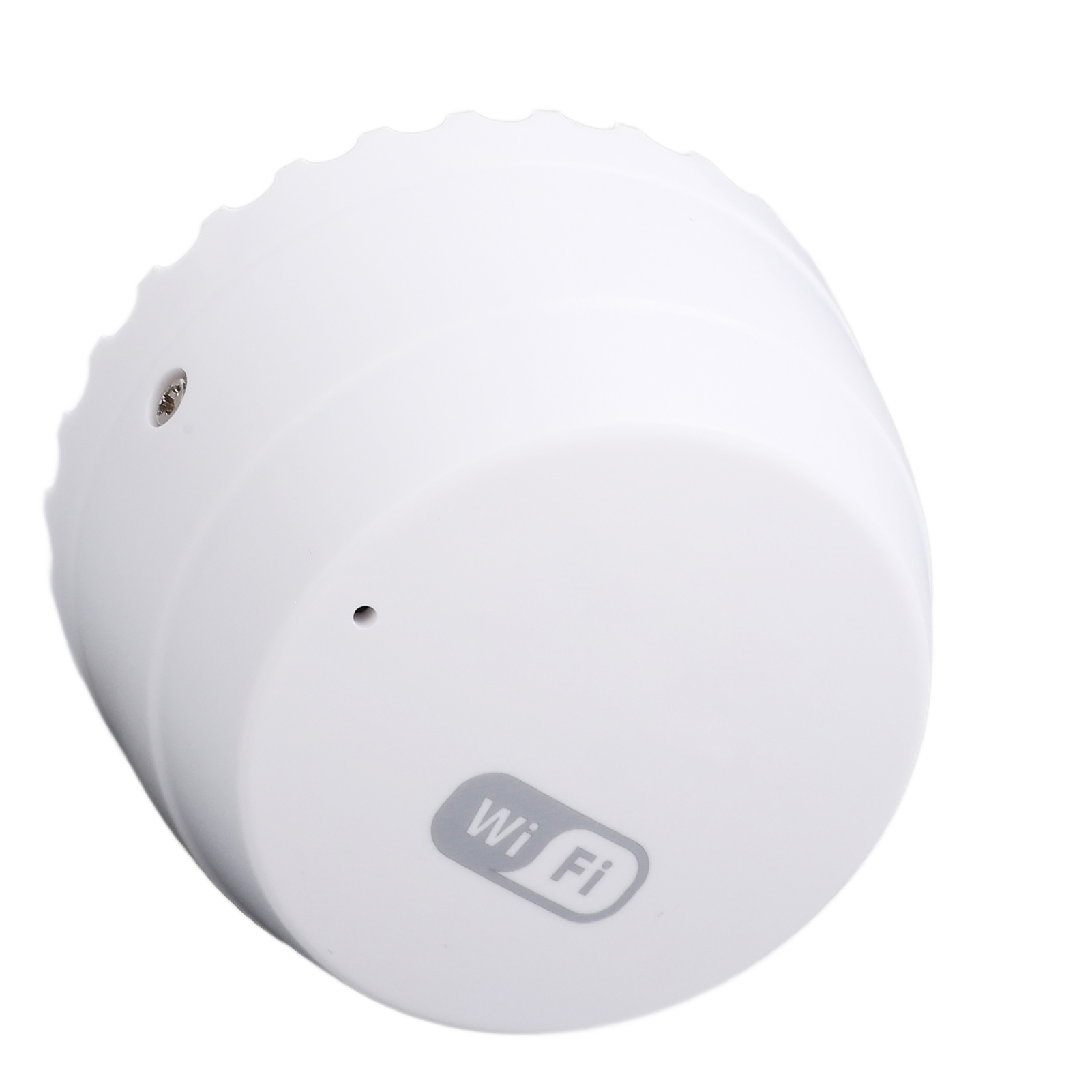 Ein weißes WLAN-fähiges Gerät mit dem Text 'Wi Fi'.
