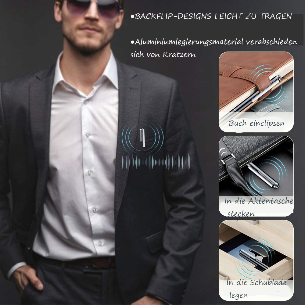 Ein Mann im Anzug mit einem Stift und Diagramm zur Verwendung.