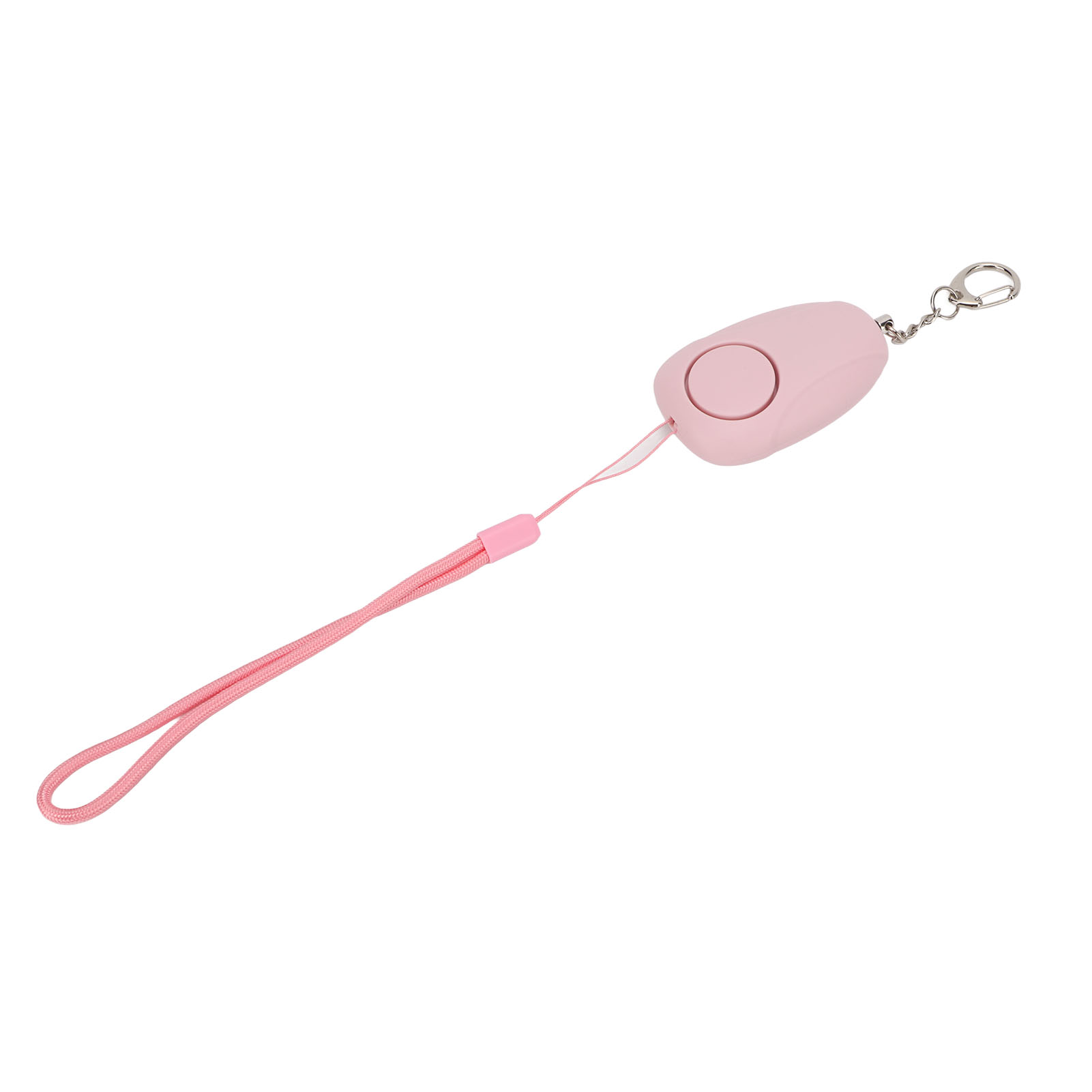 Rosa Panikknopf an einem rosa Schlüsselband.