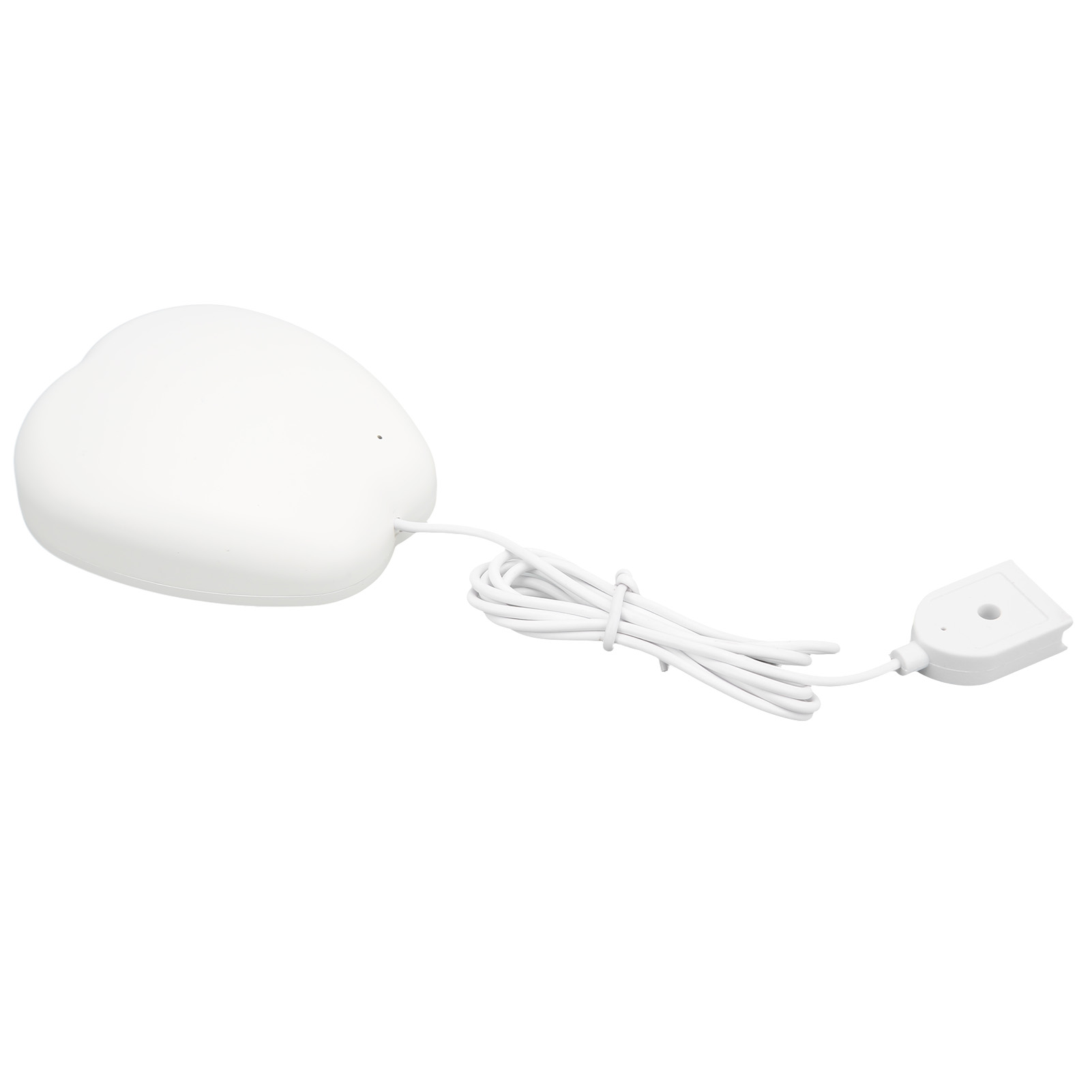 Ein weißes Gerät mit Kabel und Stecker auf weißem Hintergrund.