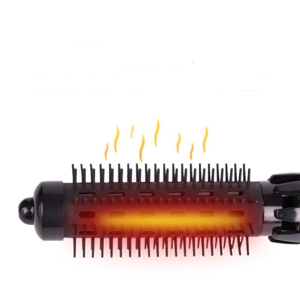 Schwarze Haarstyling-Bürste, Heizelemente sichtbar.
