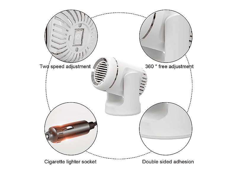 Termoventilatore Auto 12V Con Ventosa: Riscaldamento Rapido E Sbrinamento In Inverno