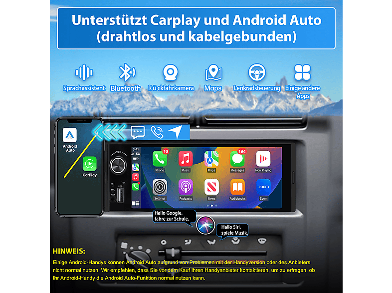Inefala Autoradio 2 Din 7 Pouces avec Apple Carplay et Android Auto, écran Tactile stéréo