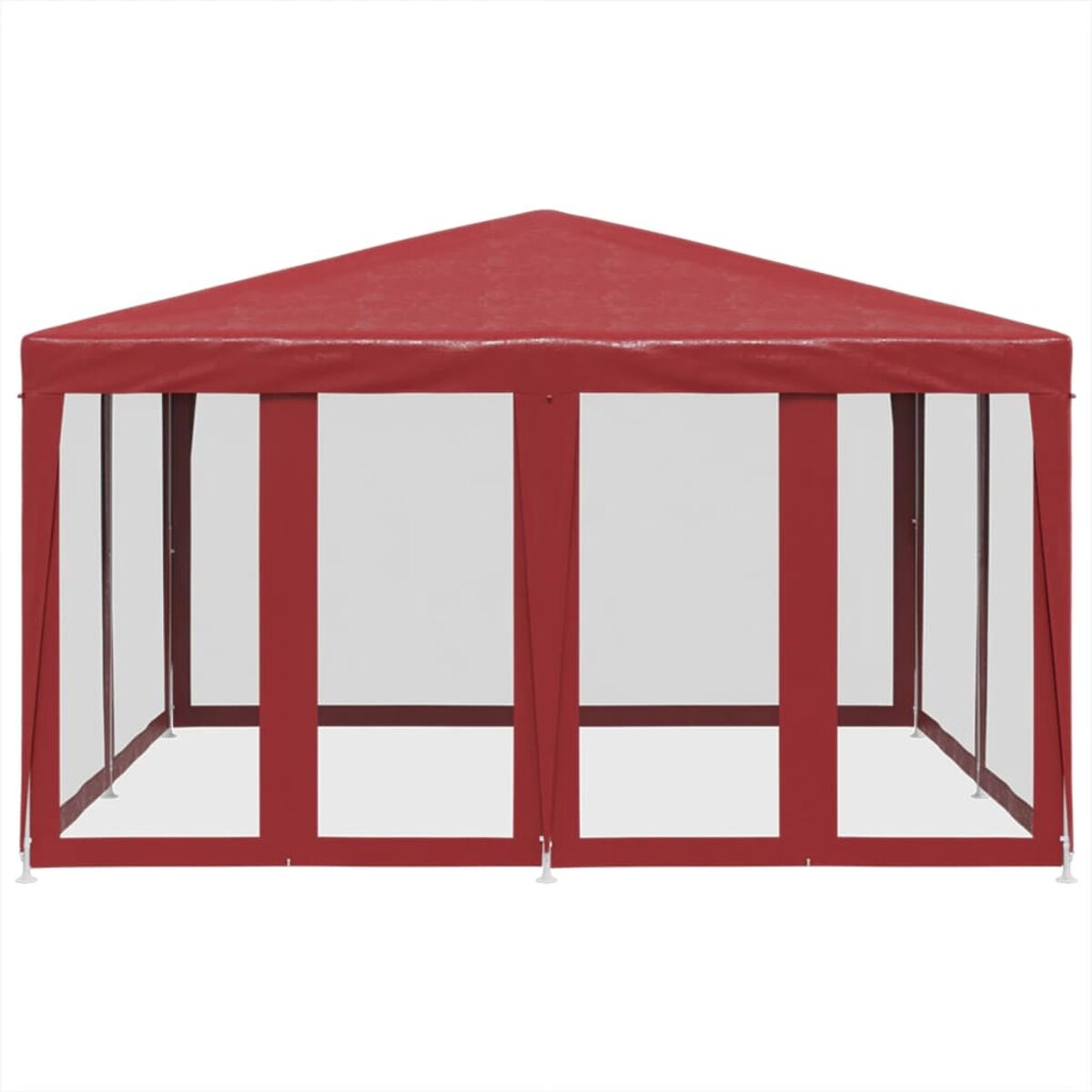 Un gazebo rosso con pareti trasparenti, su sfondo bianco, che mostra una vista chiara.