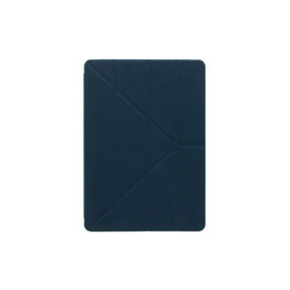 Custodia per tablet blu navy con motivo geometrico.