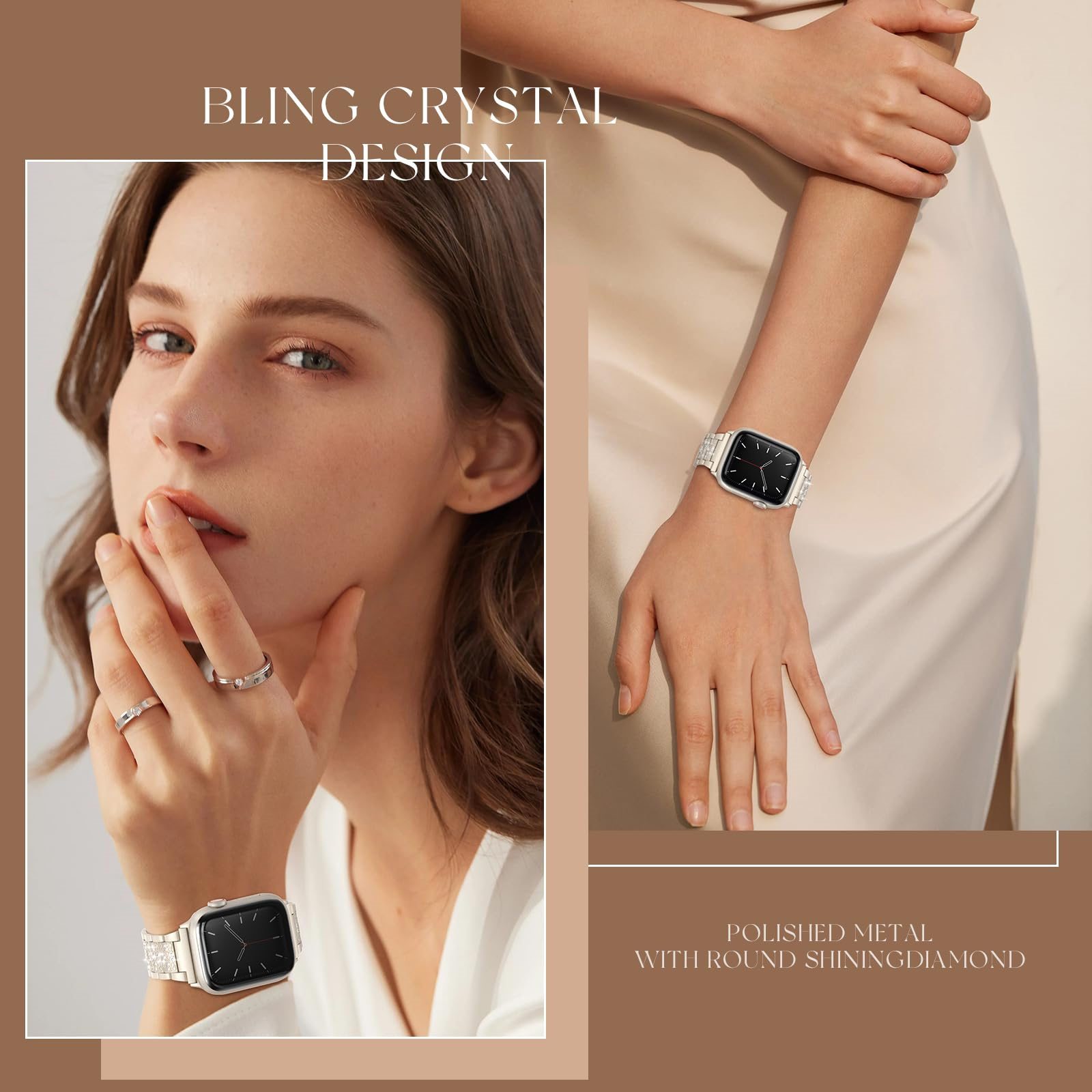 Frau mit Uhr und Ringen, Studioaufnahme, Kristalldesign.