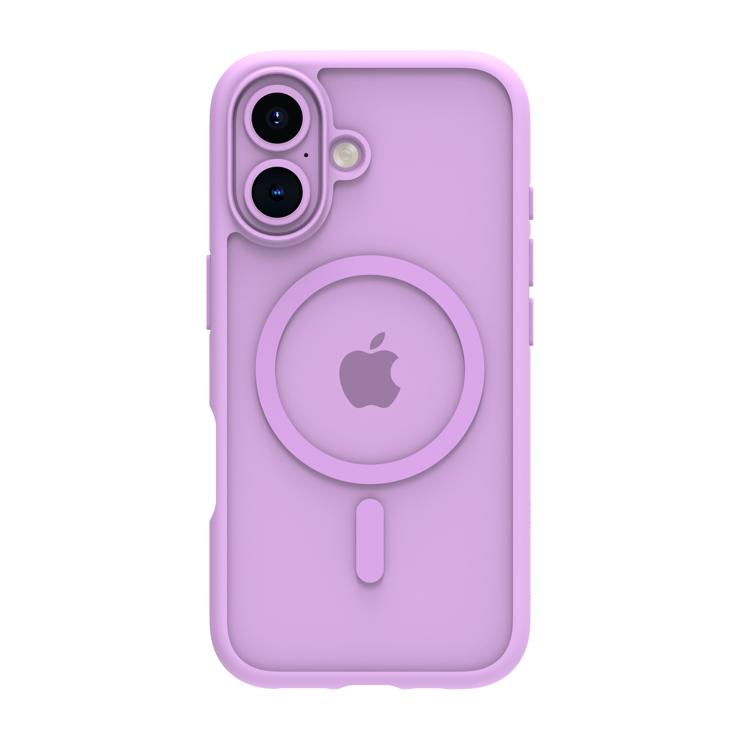 Custodia per telefono, viola con anello magnetico e ritagli per fotocamera. Logo Apple visibile.