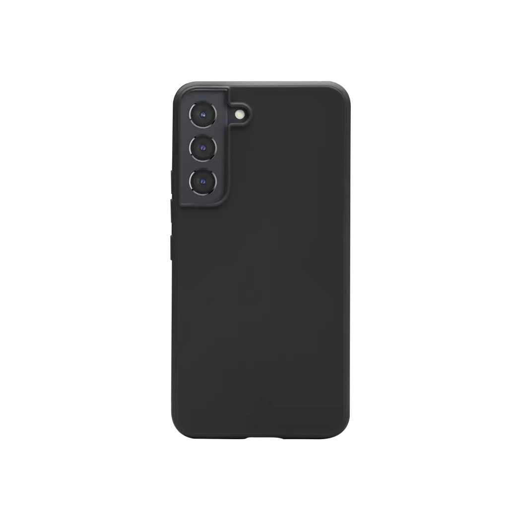 Custodia nera per telefono con tre lenti della fotocamera e un flash.
