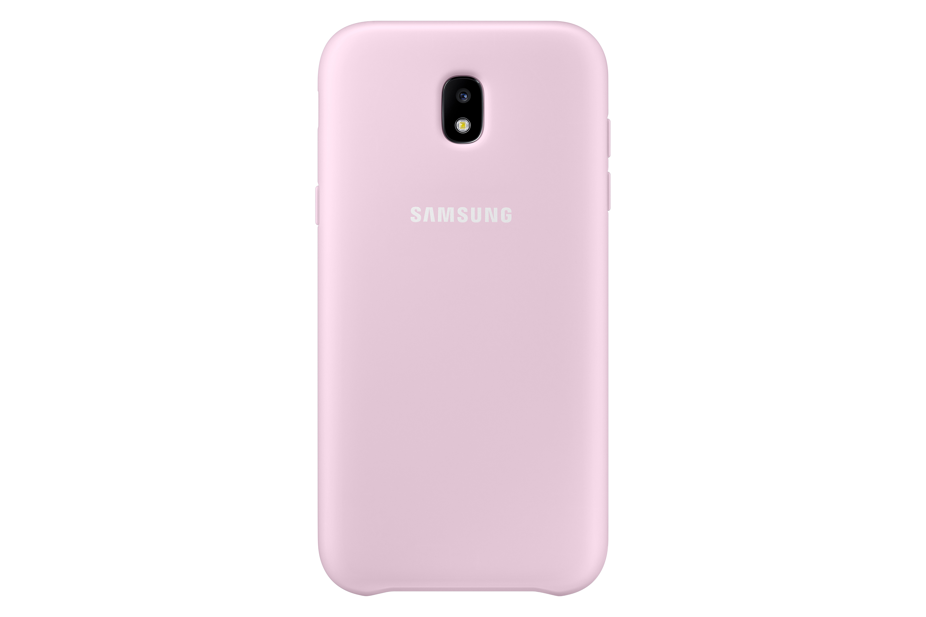 Funda de teléfono rosa, superficie lisa, con logo SAMSUNG.