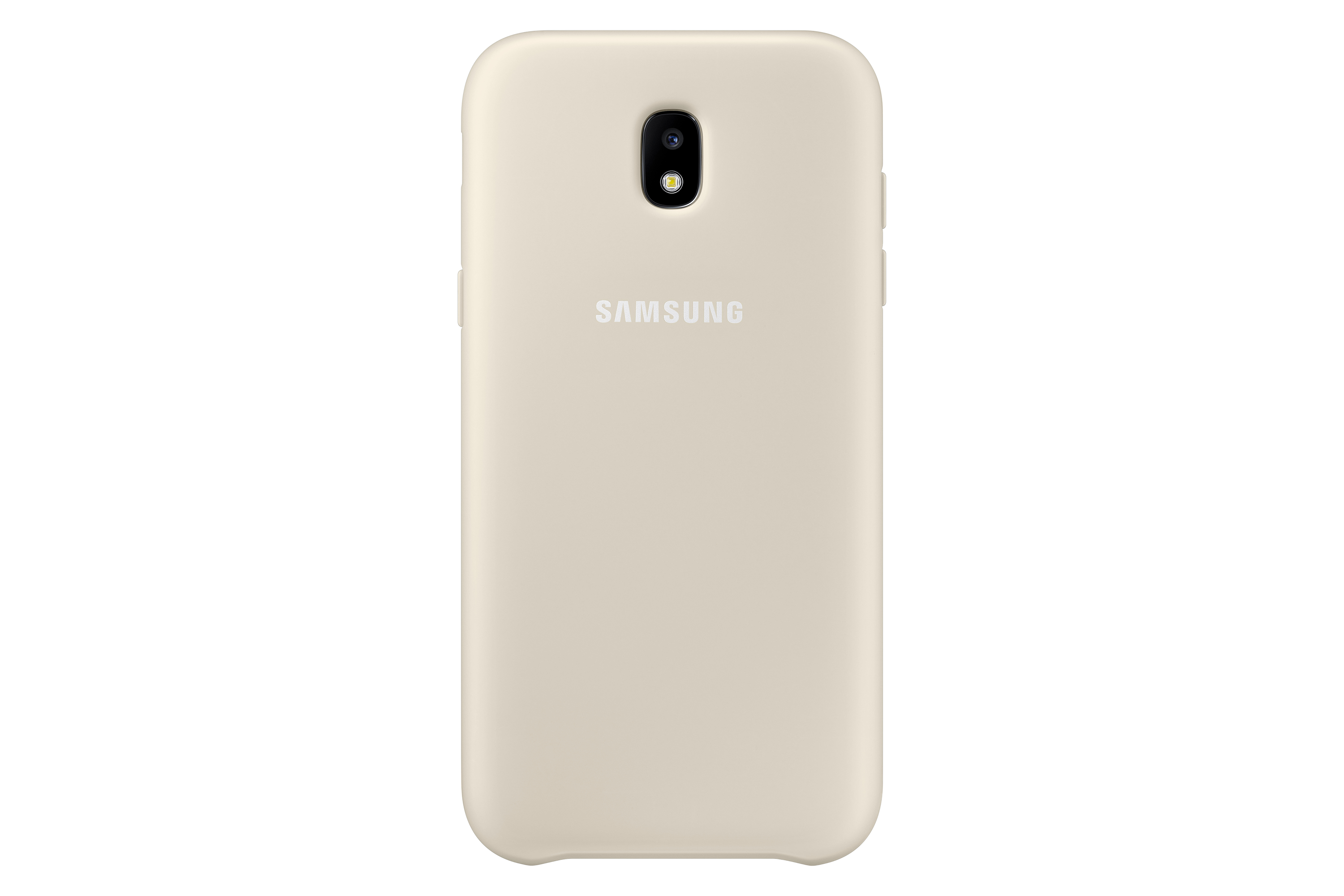 Funda de teléfono beige con el logotipo de SAMSUNG en la parte posterior.