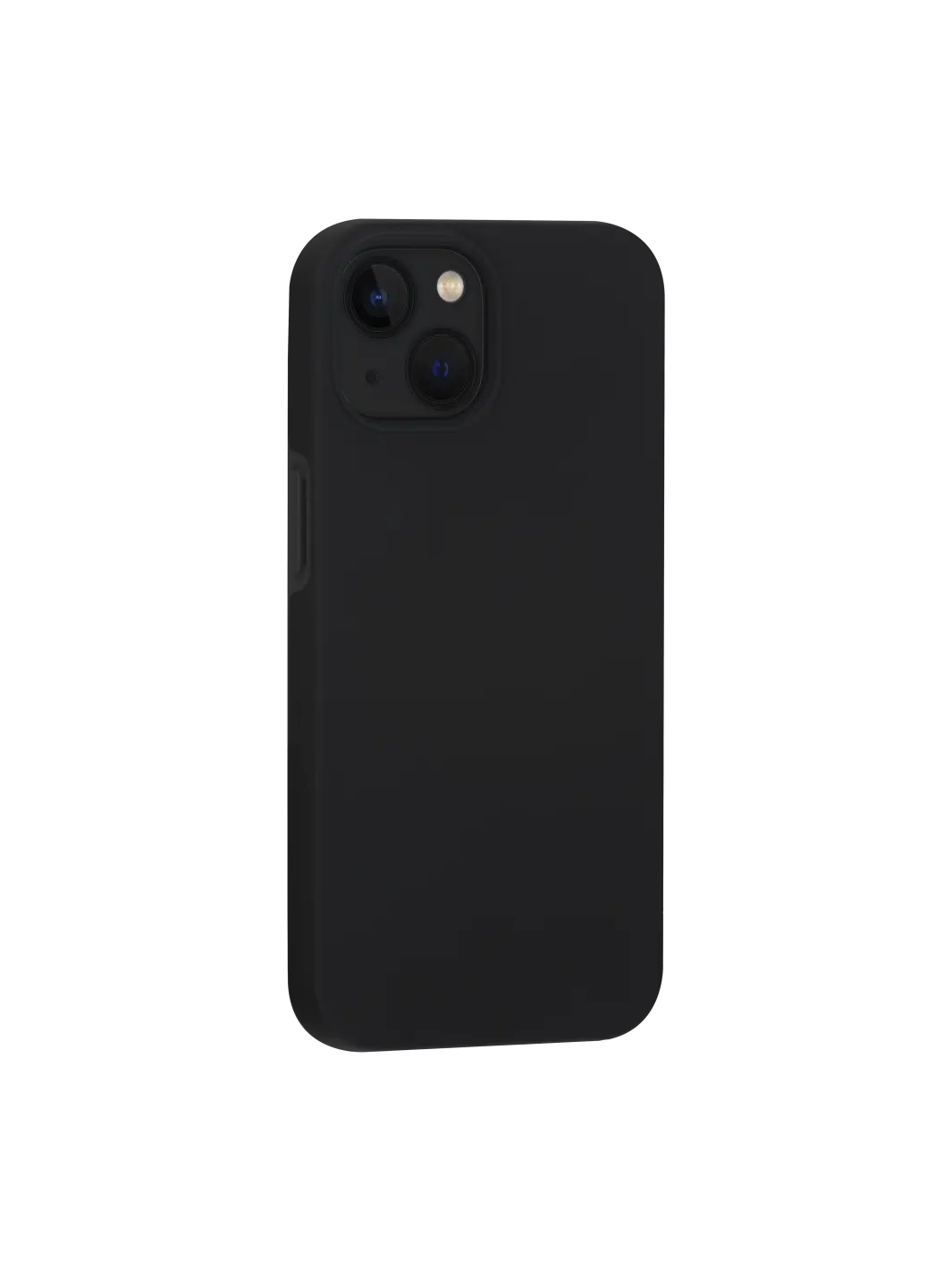Telefono nero con lenti della fotocamera sul retro, design semplice.