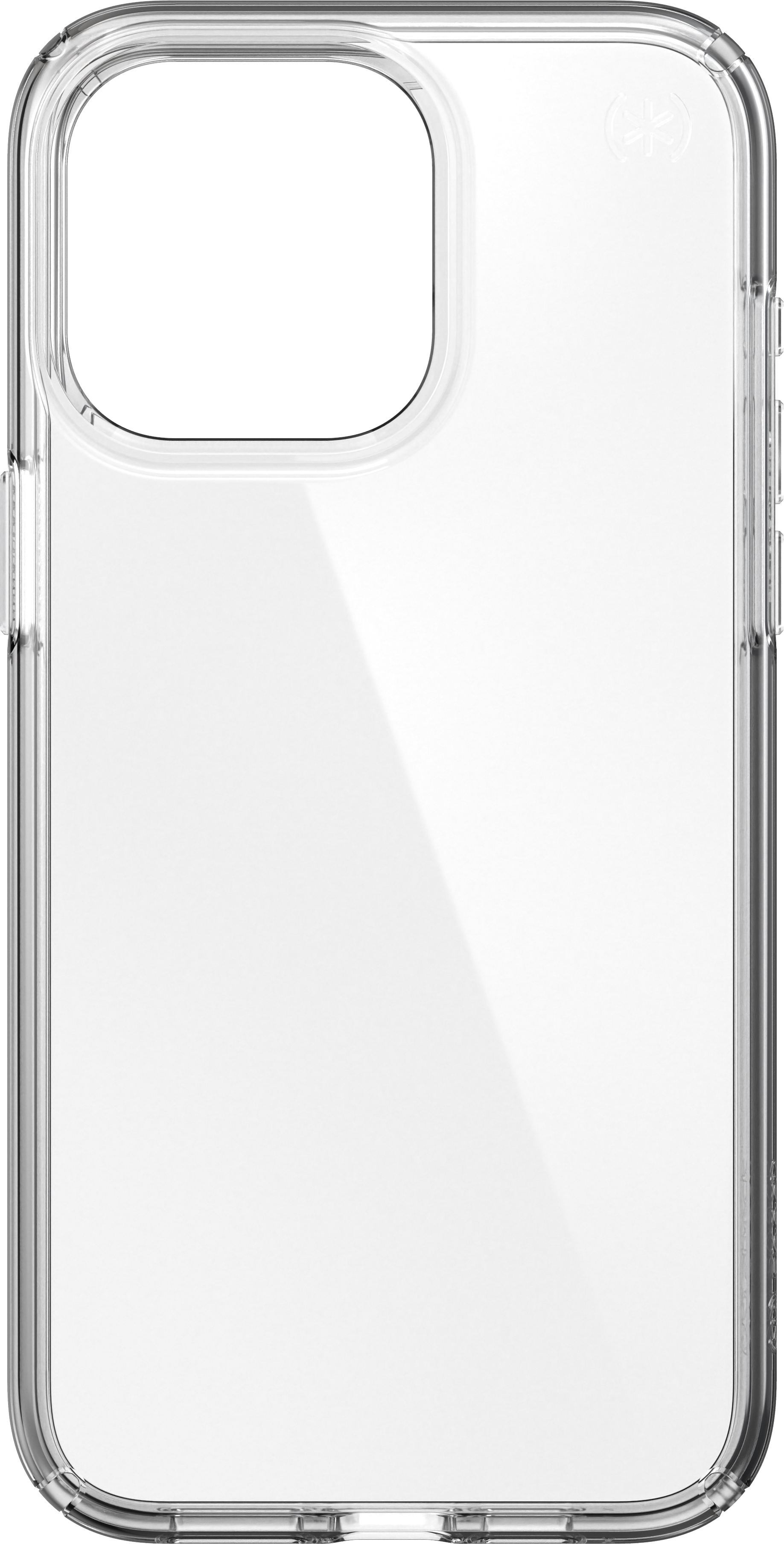 Transparante iPhone-hoes met een camera-uitsparing. De hoes is transparant met een glanzend oppervlak.