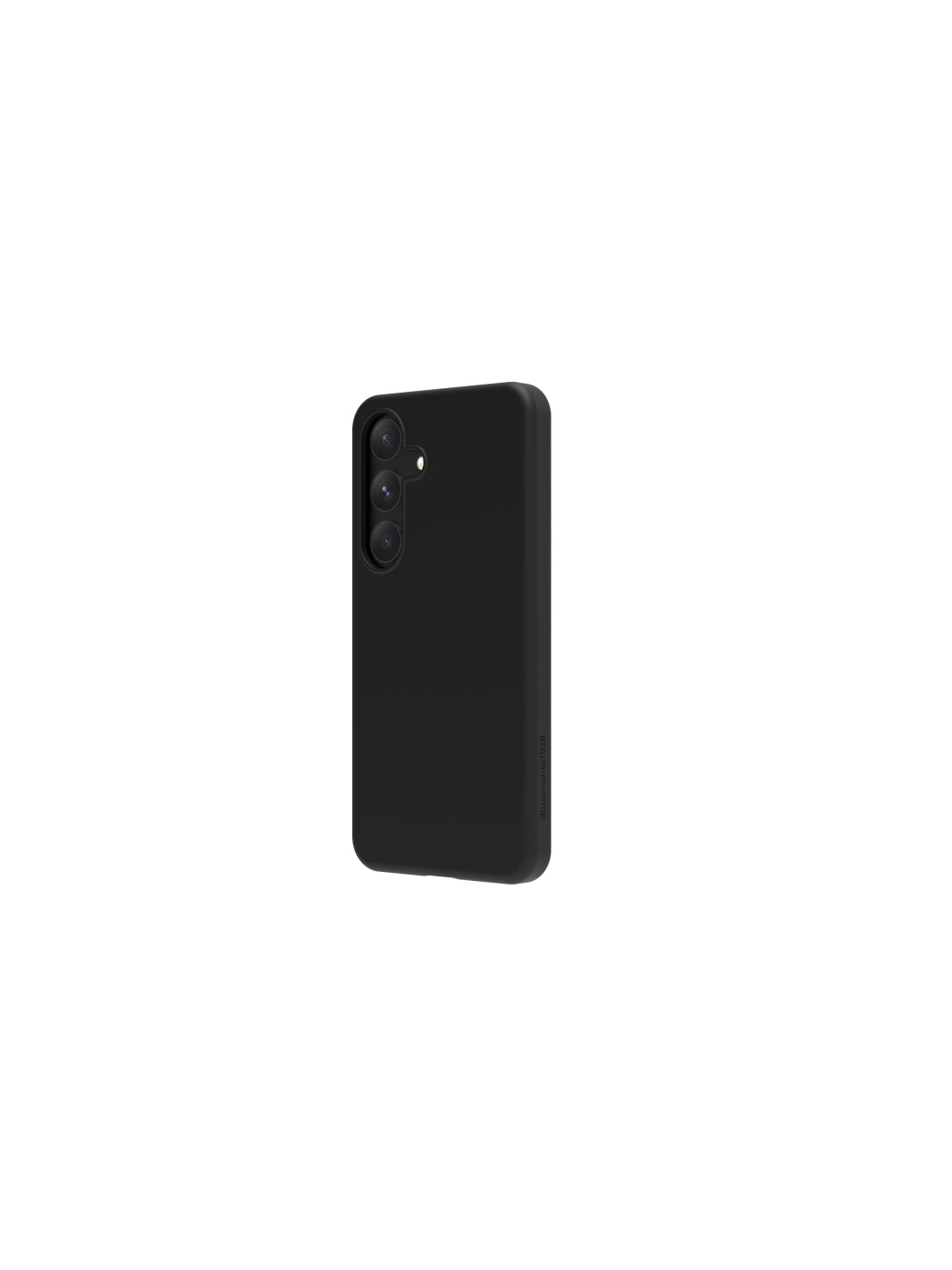 Custodia nera per telefono con tre lenti della fotocamera. La custodia è semplice e sobria.