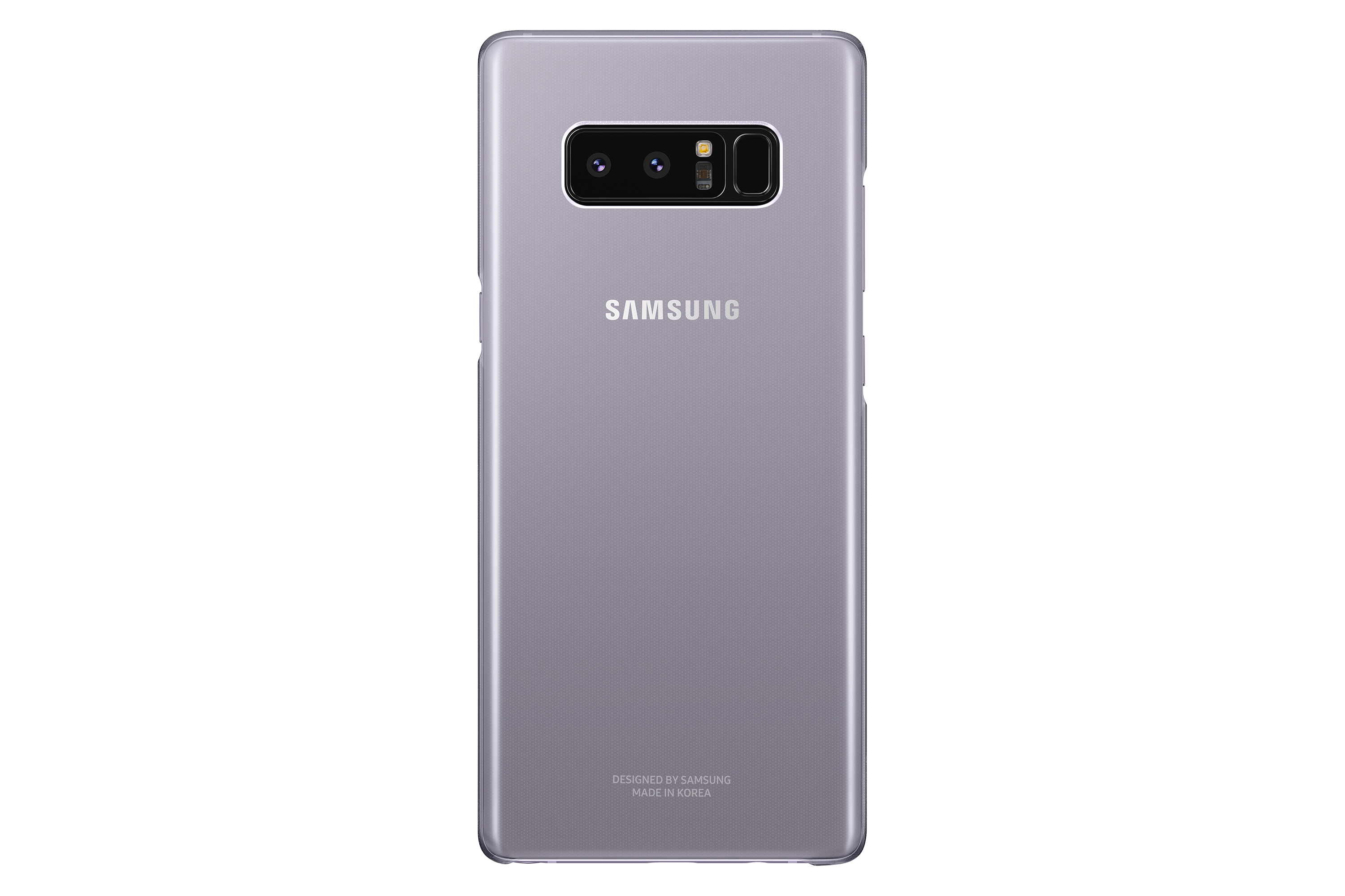 Telefono viola con logo Samsung. Il telefono è centrato su sfondo bianco.
