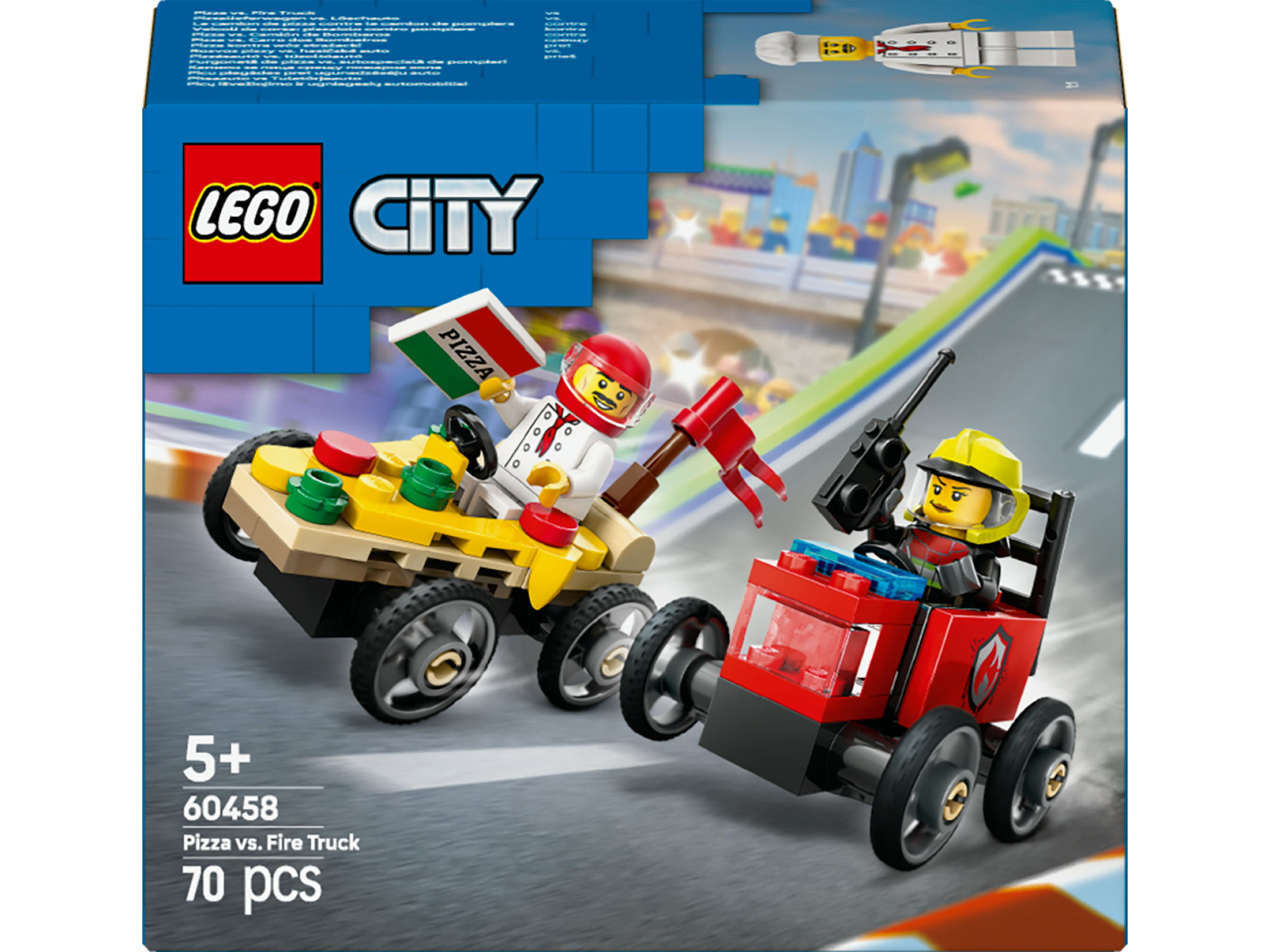 LEGO City Pizza Arabası İtfaiye Kamyonuna Karşı Yarış Arabası Paketi 60458