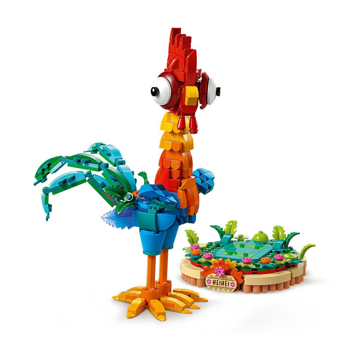 Lego seti: Hei Hei, büyük, renkli bir horoz. Moana temalı bir Lego setidir.