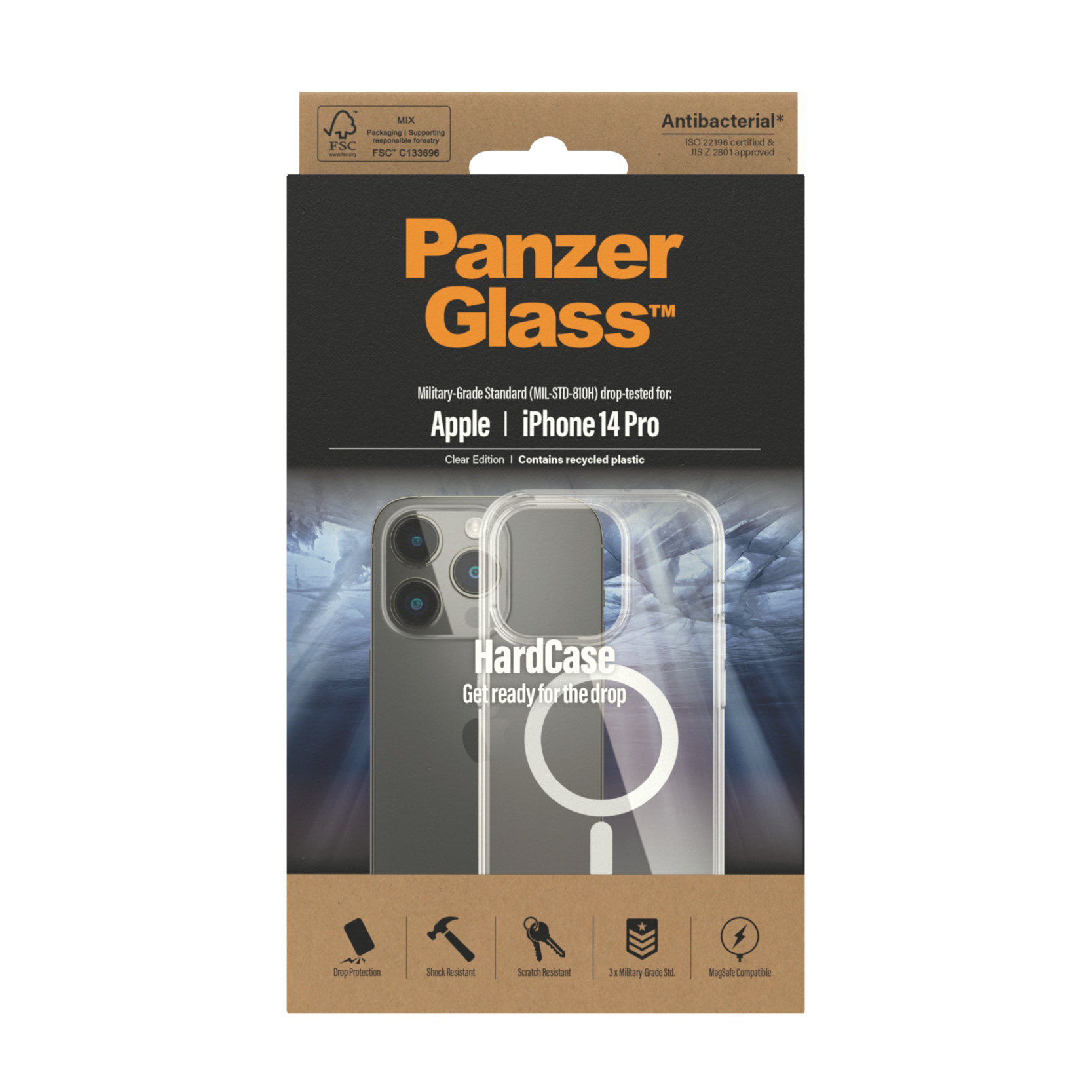 PANZERGLASS HardCase iPhone 14 Pro MagSafe Uyumlu Şeffaf Beyaz Telefon Kılıfı Kılıf Transparan