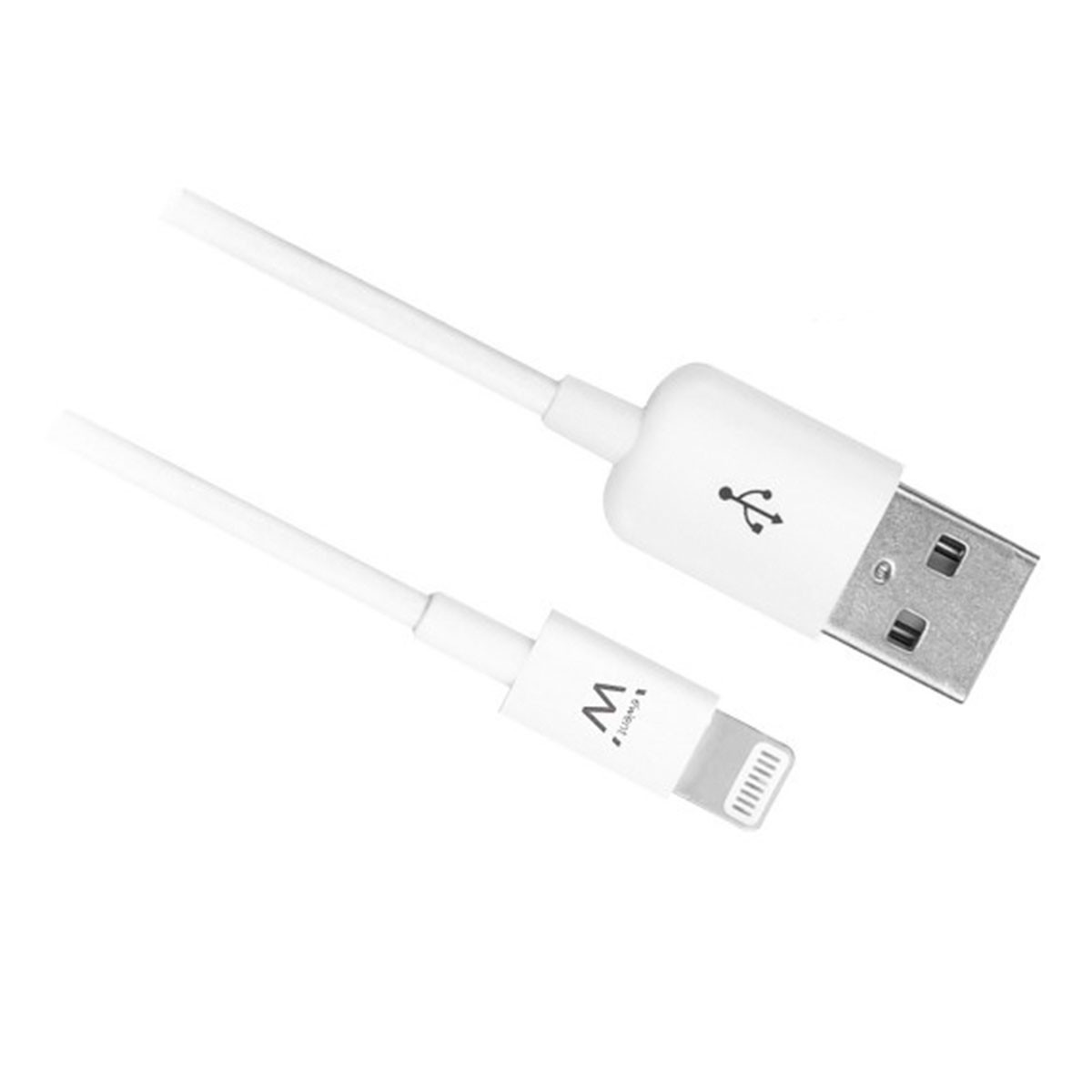 Cavo da USB a Lightning bianco. Ha il logo 'W' sull'estremità Lightning.