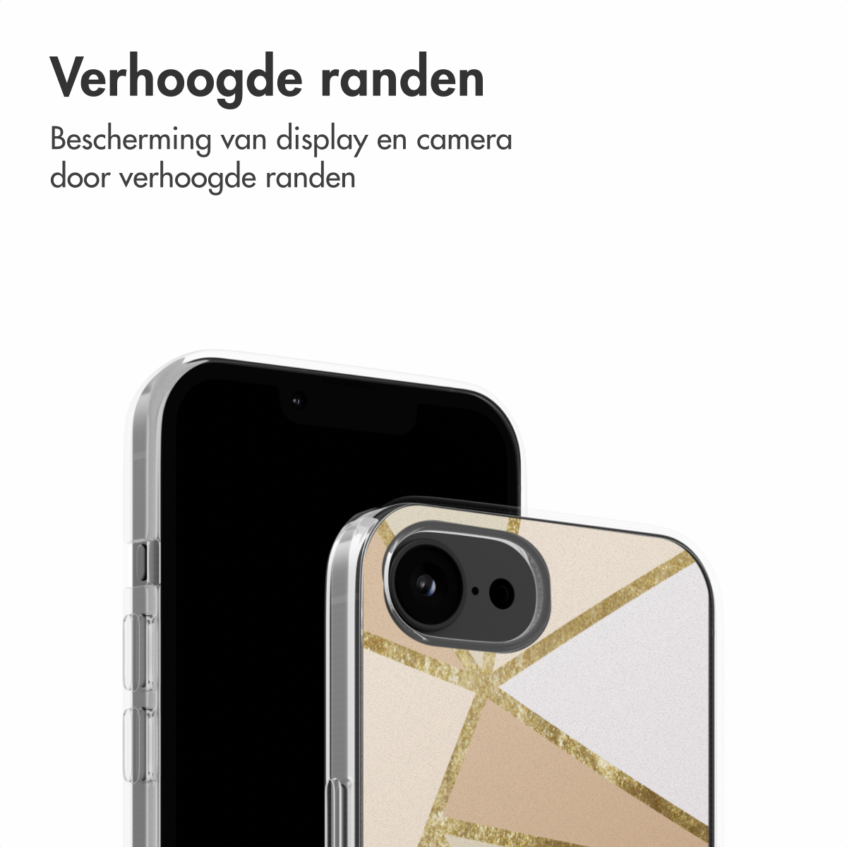 Handyhülle mit geometrischem Design. Die Hülle befindet sich auf einem Telefon. Die Hülle ist transparent.