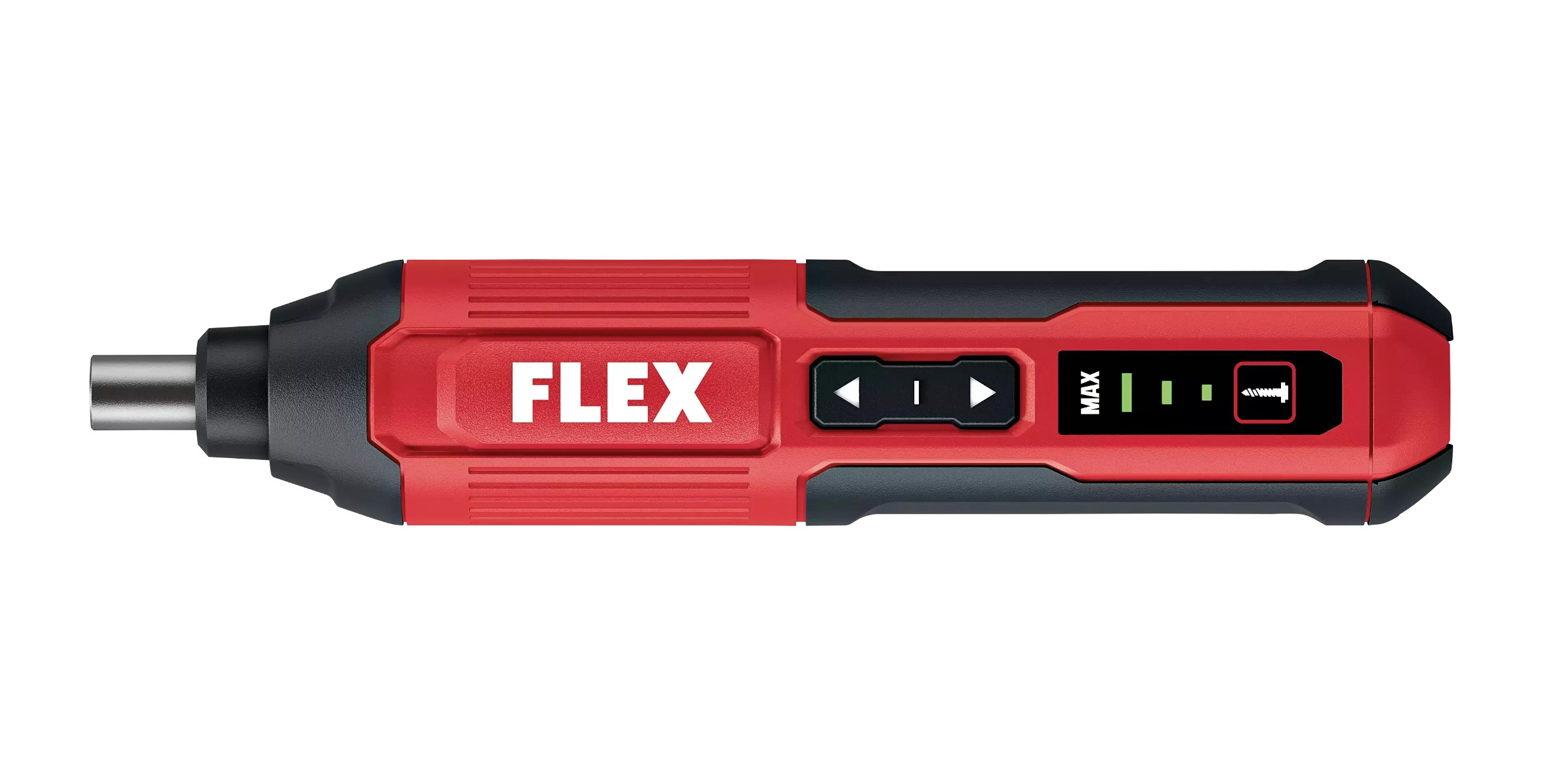 Un elettroutensile FLEX rosso e nero con display LED rosso.