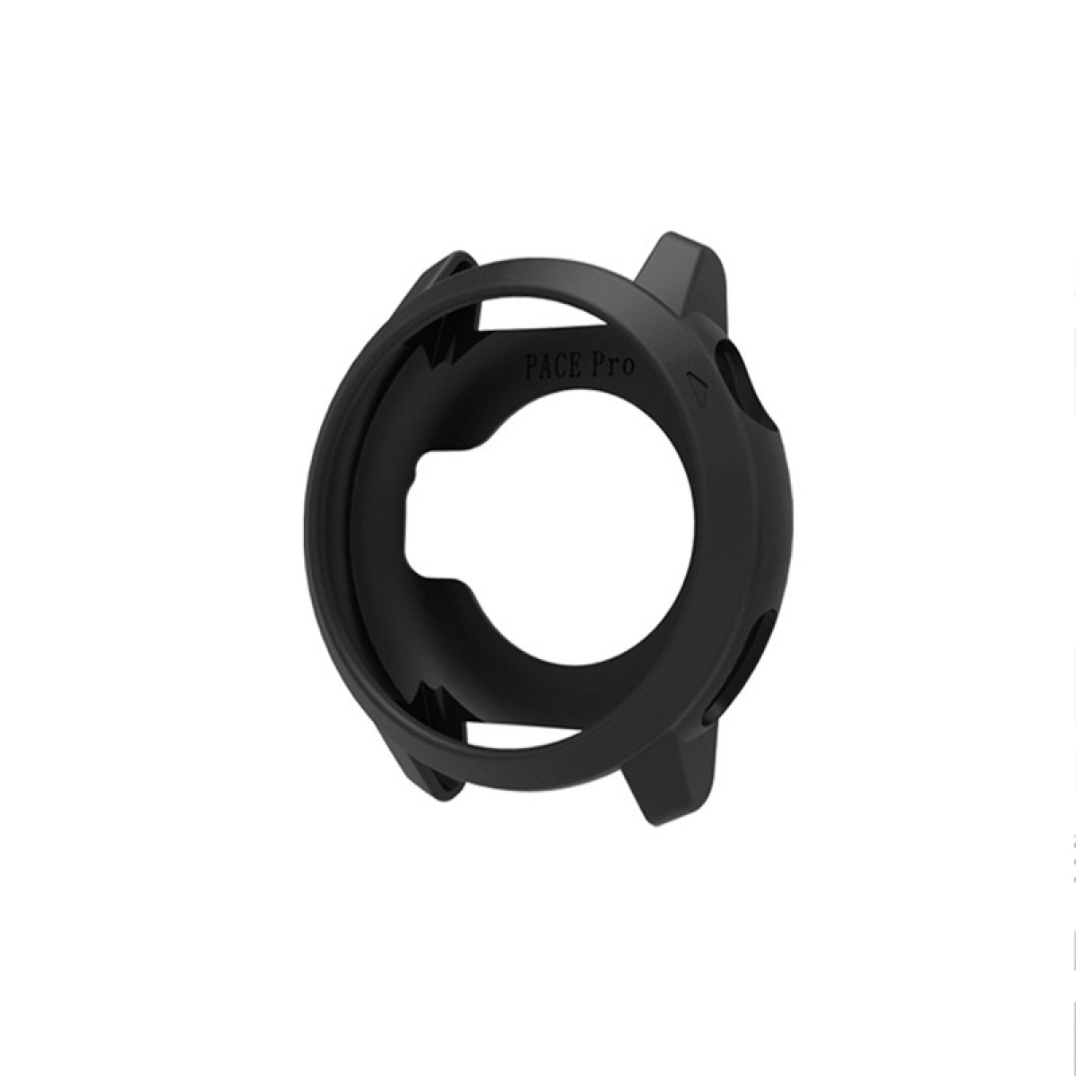 Schwarzes Smartwatch-Gehäuse mit dem Schriftzug PACE Pro. Es hat eine abgerundete Form.