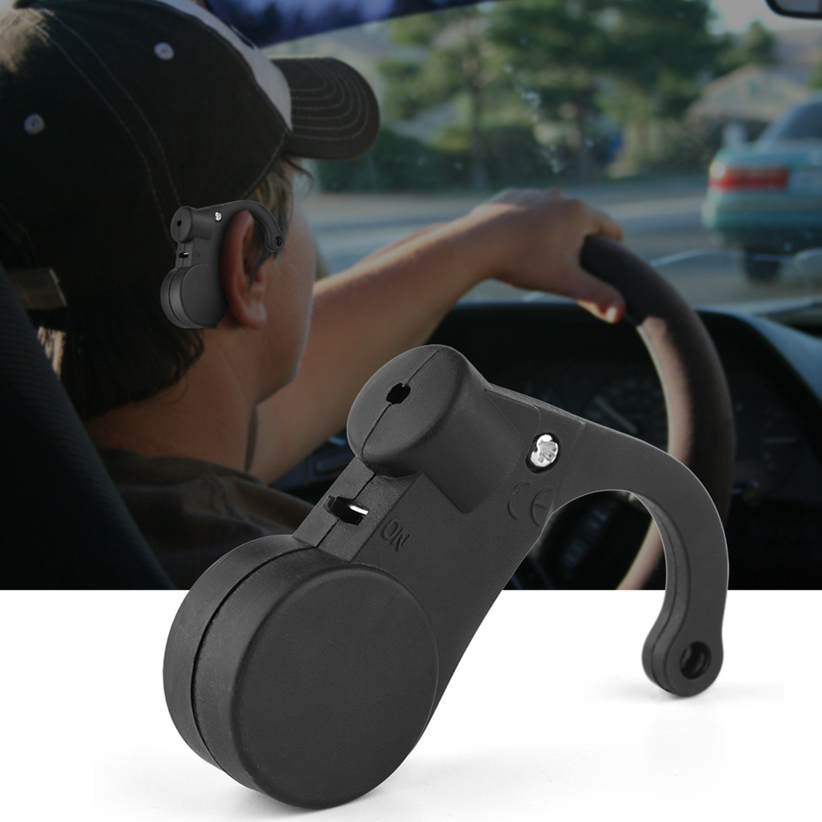 Gerät für den Gebrauch im Auto, am Ohr platziert.