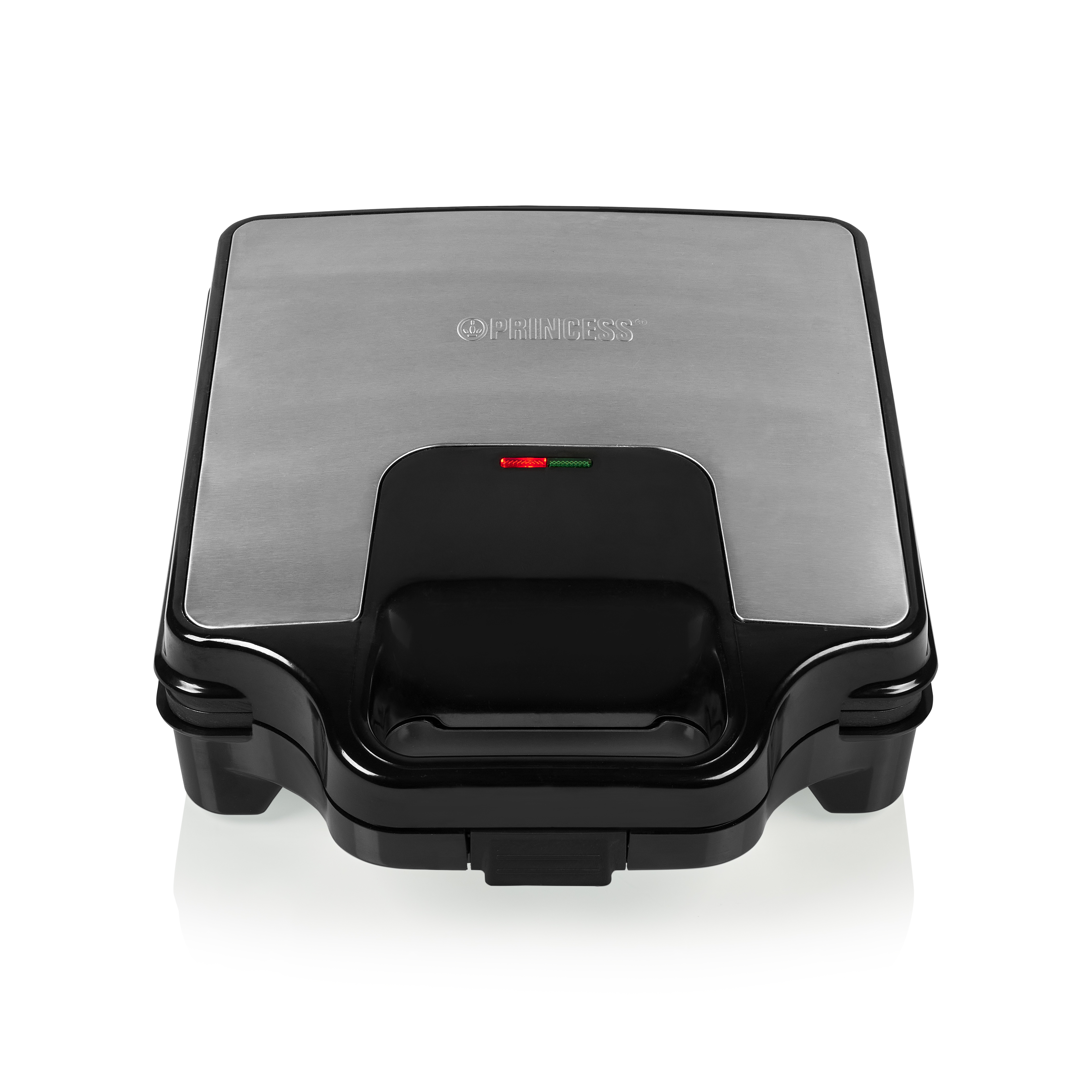 Gofrów, srebrny wierzch z czarną podstawą, czerwone i zielone światła.