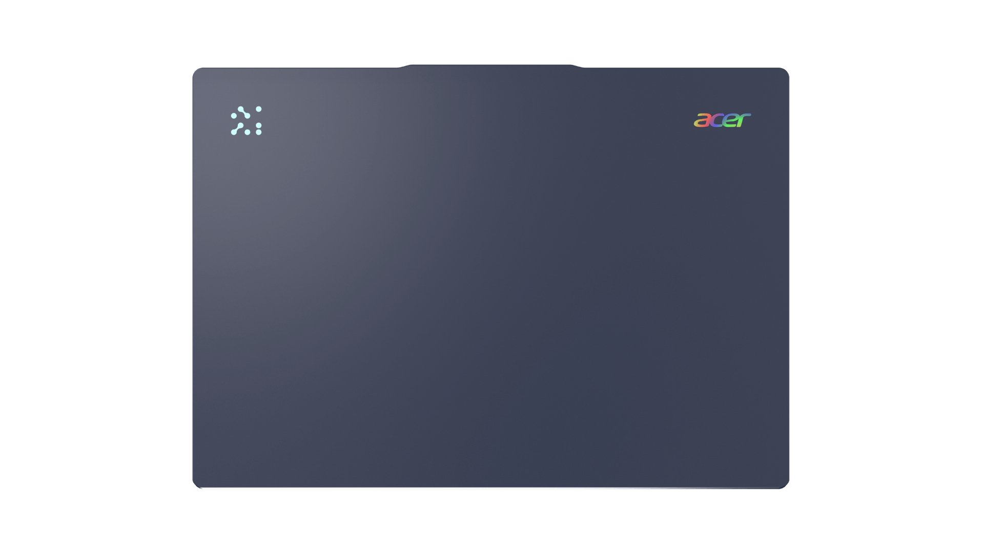 Ciemnoniebieska pokrywa laptopa, logo Acer po prawej, wzór kropek po lewej.