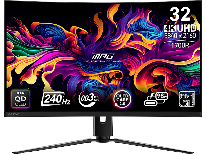 MSI MPG 321CURX QD-OLED 31,5 Zoll UHD 4K Monitor (0,05 ms Reaktionszeit  , 240 Hz nativ)