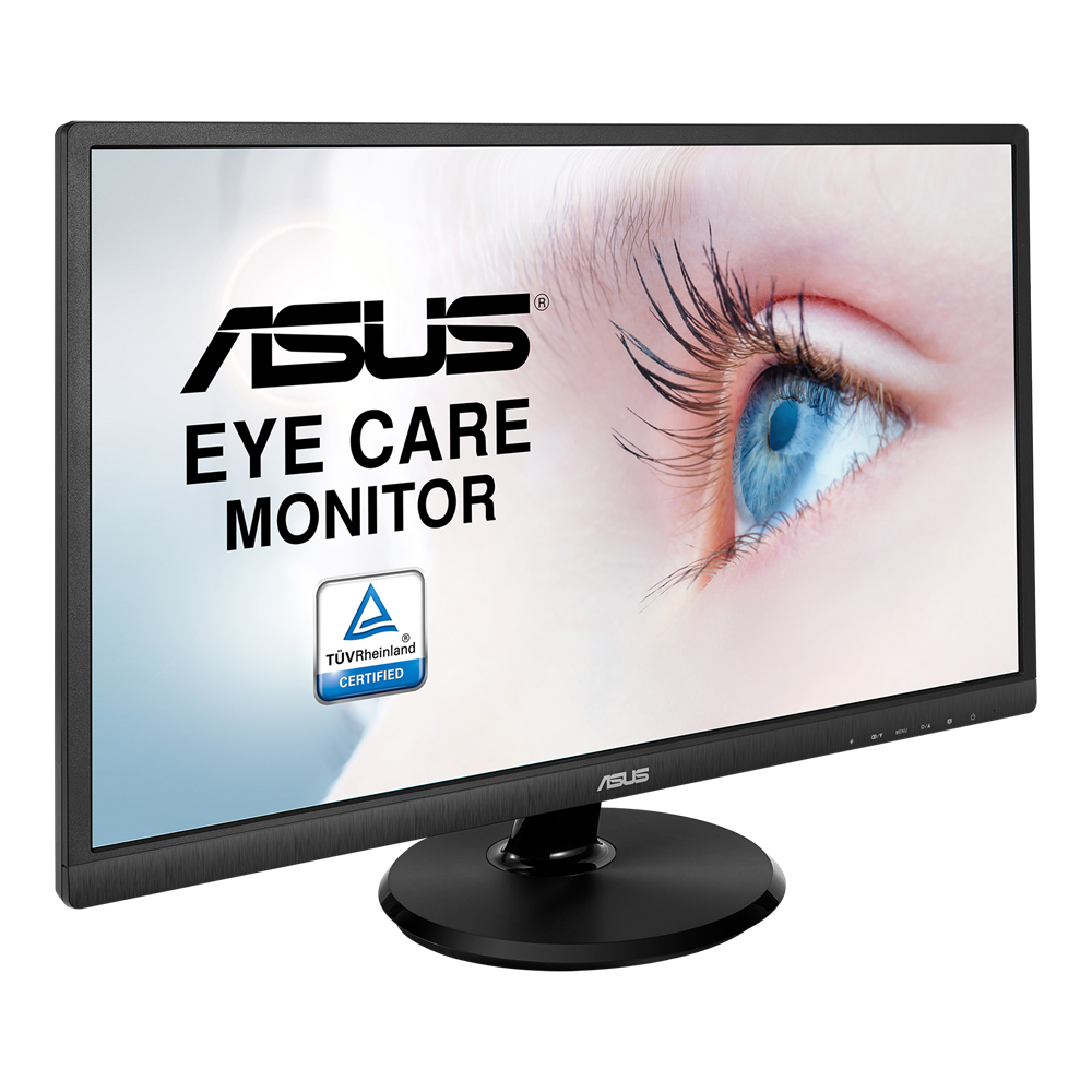 Asus-Monitor zeigt ein Auge mit dem Text 'Eye Care Monitor'.