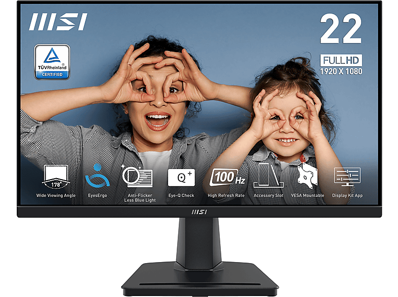 MSI PRO MP225 E12VL Adaptive Sync VA 21,45 inç Full-HD 1 ms 120 Hz Monitör Siyah