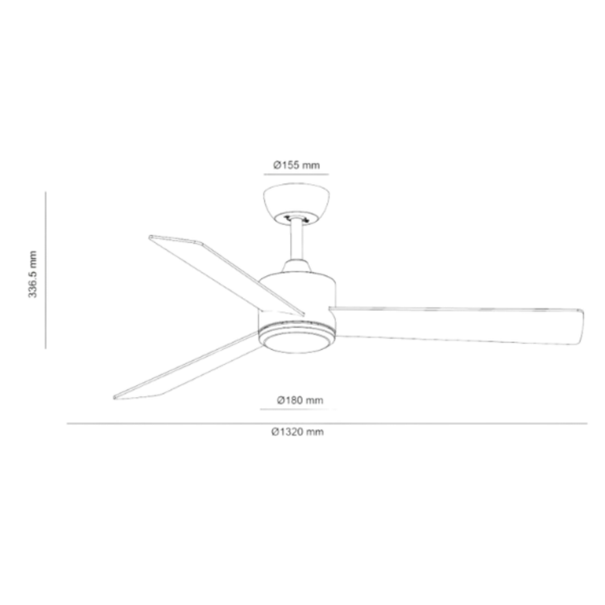 Un ventilatore da soffitto con un telecomando e uno smartphone che mostra il controllo dell'app.