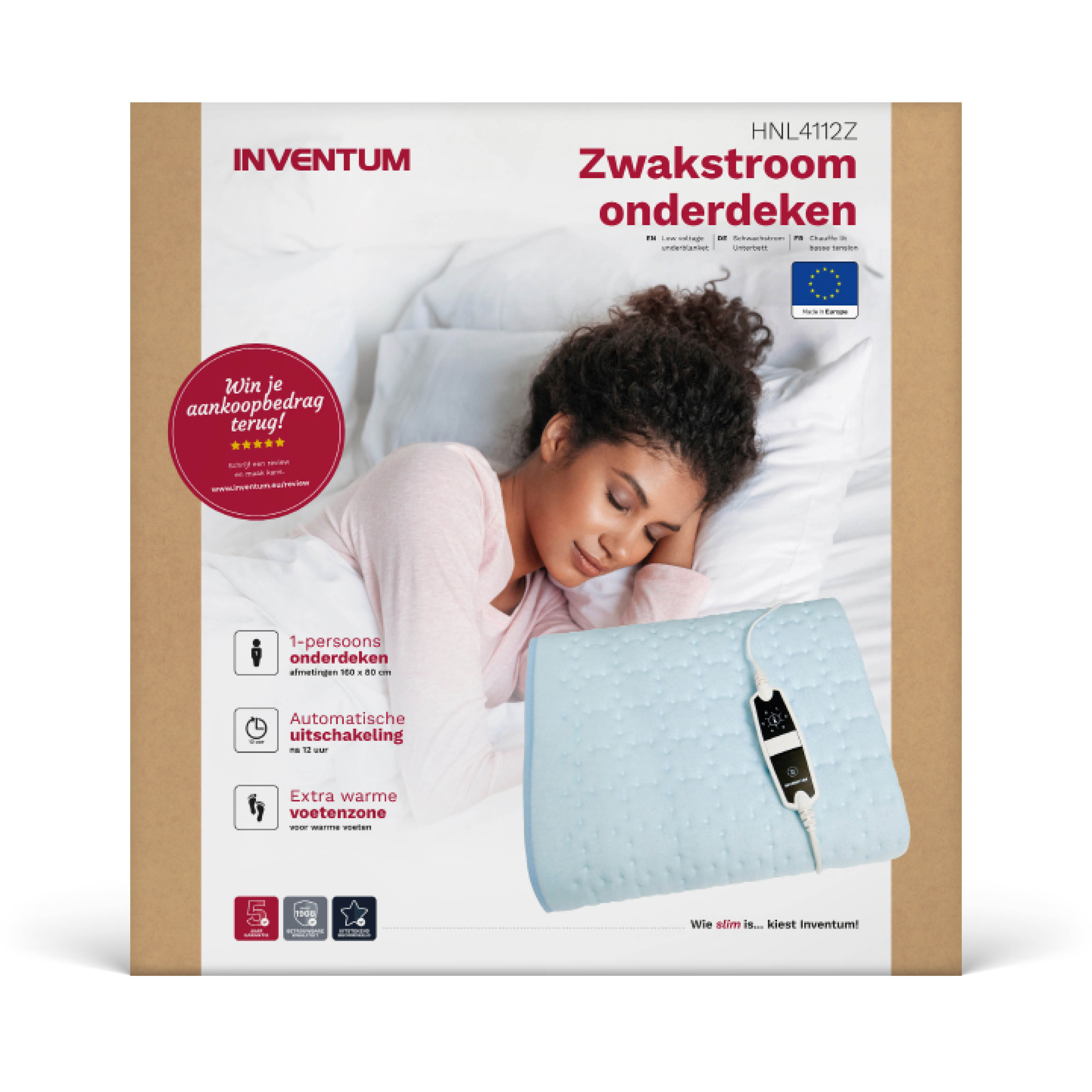 Een blauw-zwarte hoes, met een ritssluiting en een stoffen textuur.