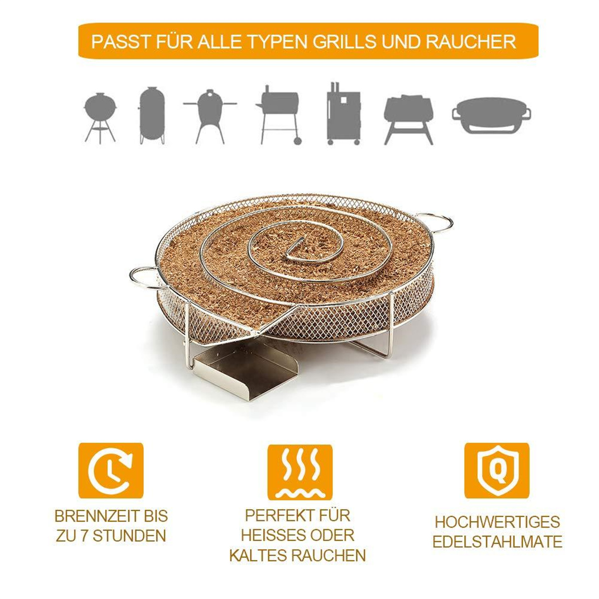 Spiralraucher für Grills und Smoker.