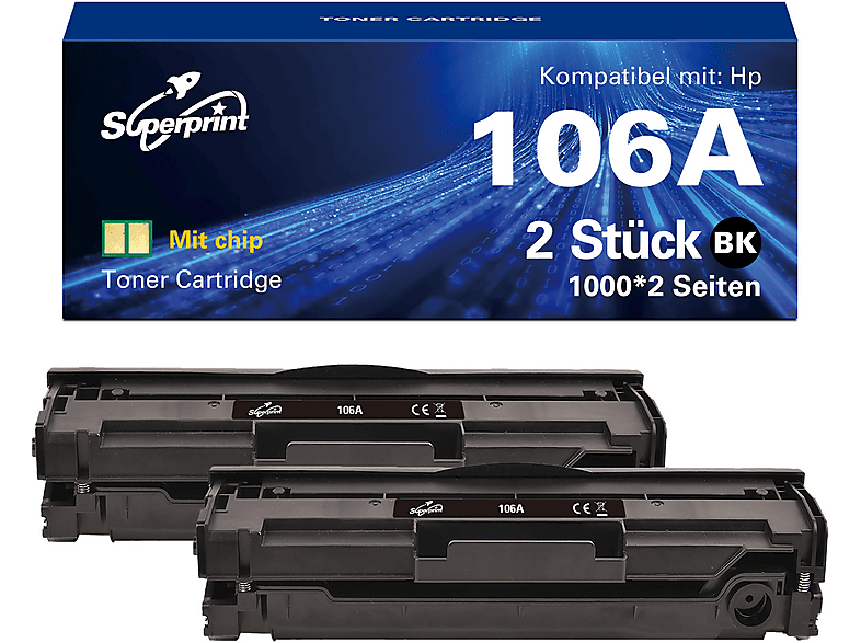 SUPERPRINT 106A TWIN PACK Toner Schwarz (106A W1106A) | MediaMarkt