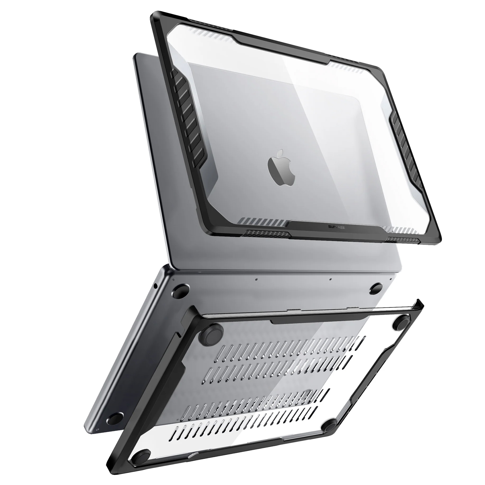 Laptop-Hülle. Schwarz und klar. Schwarzer Rahmen.