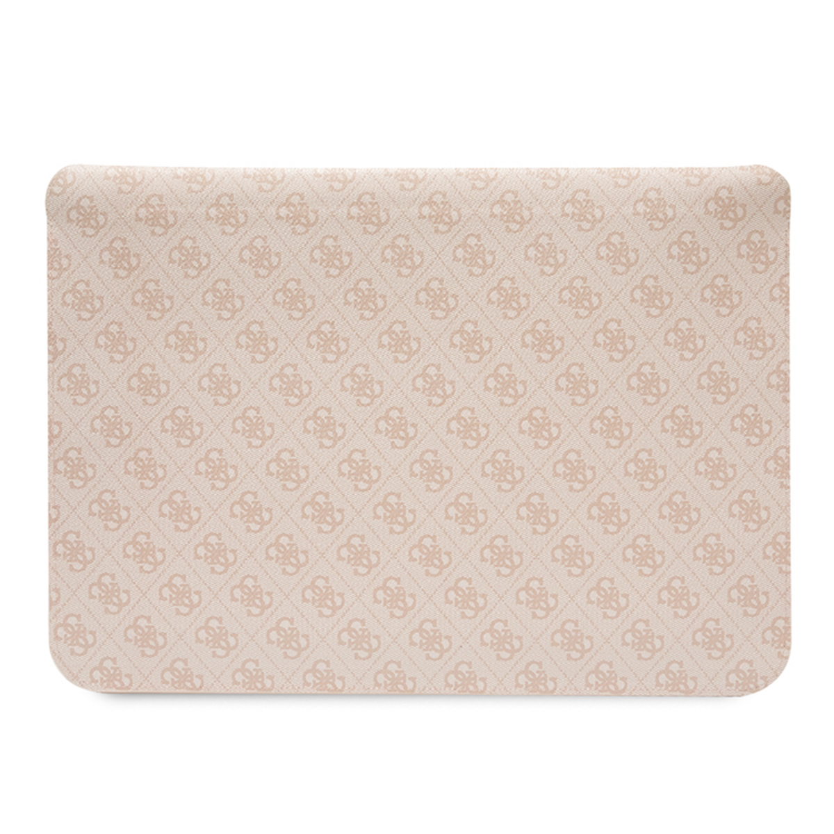Custodia per laptop con esterno beige fantasia. La custodia è vuota.