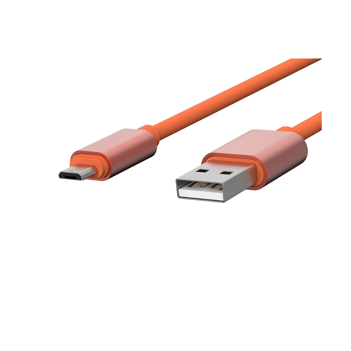 Cavo USB a Micro USB arancione. I connettori sono visibili.